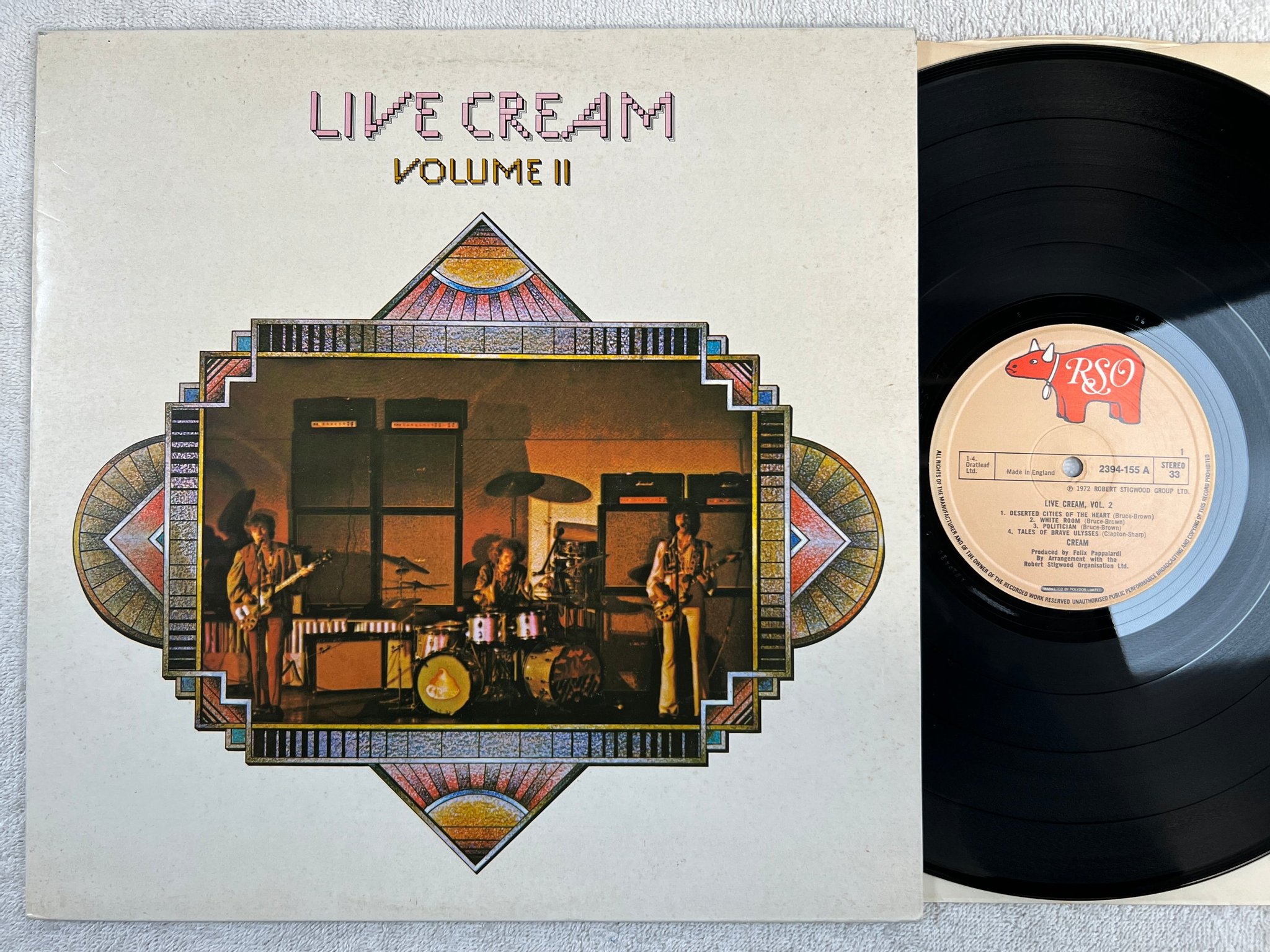 Omslagsbild för skivan CREAM live cream vol 2 LP UK RSO 2394-155  