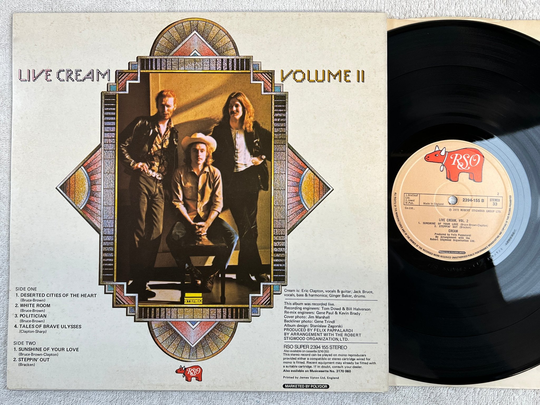 Omslagsbild för skivan CREAM live cream vol 2 LP UK RSO 2394-155  