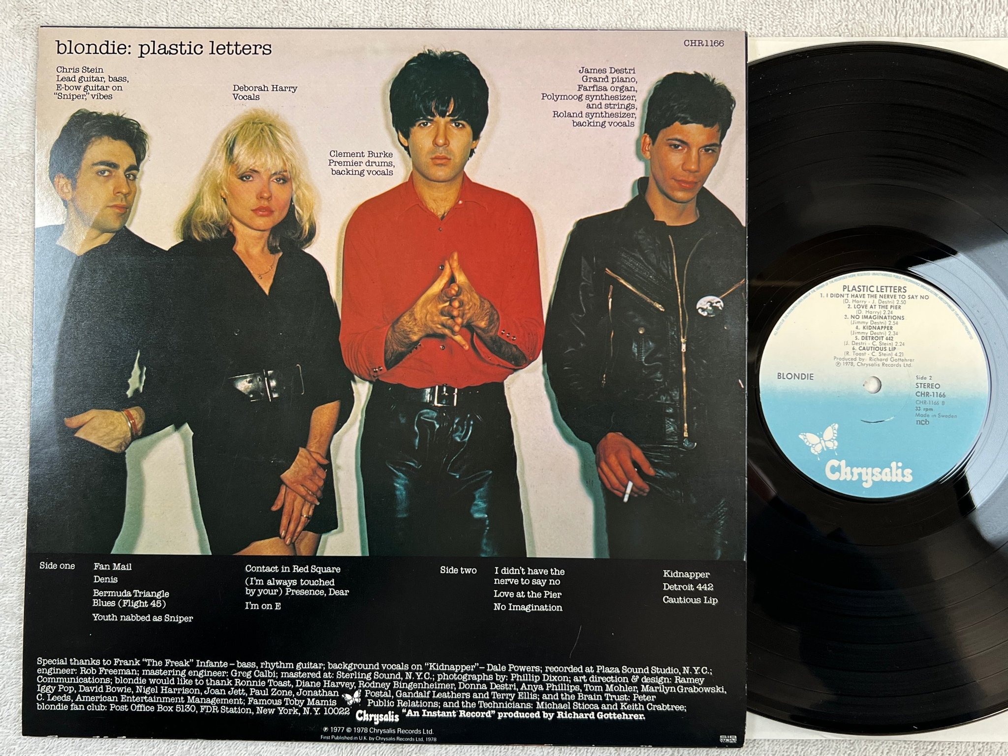 Omslagsbild för skivan BLONDIE plastic letters LP -78 ncb CHRYSALIS CHR-1166