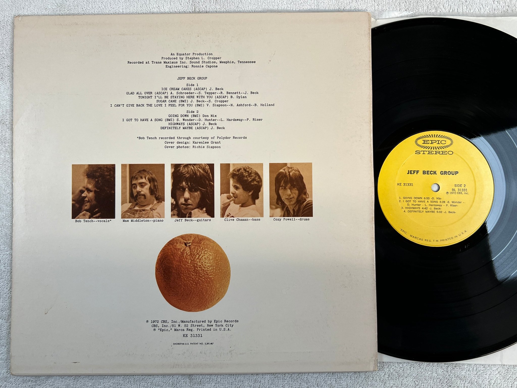 Omslagsbild för skivan JEFF BECK GROUP s/t LP -72 US EPIC BL 31331