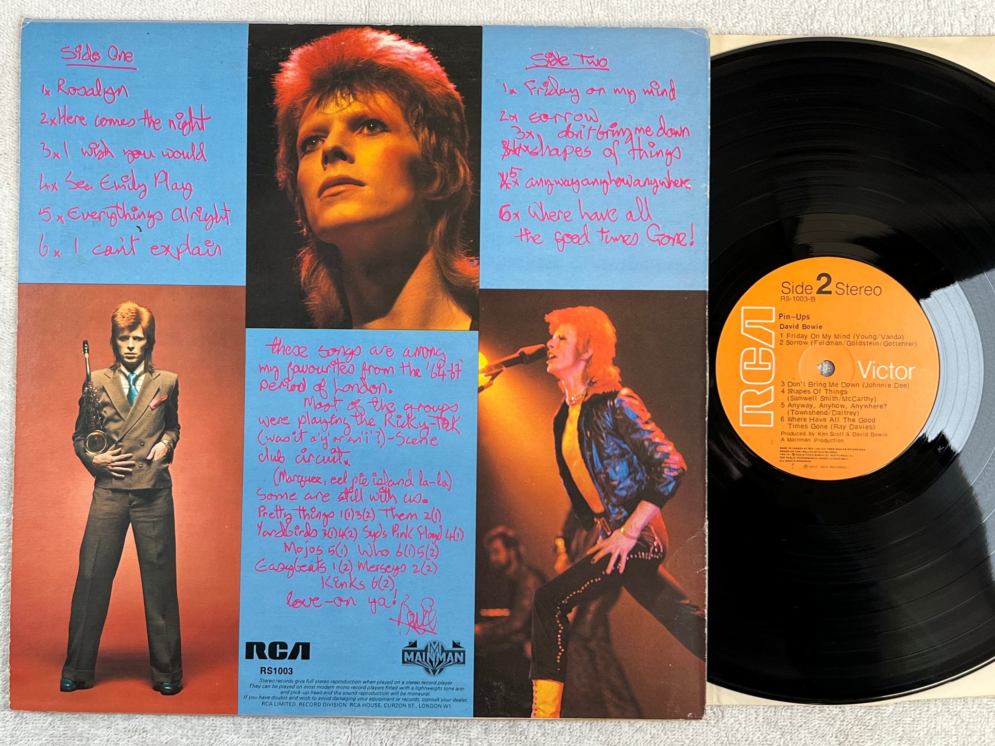 Omslagsbild för skivan DAVID BOWIE pin ups LP -73 Can ECA RS-1003