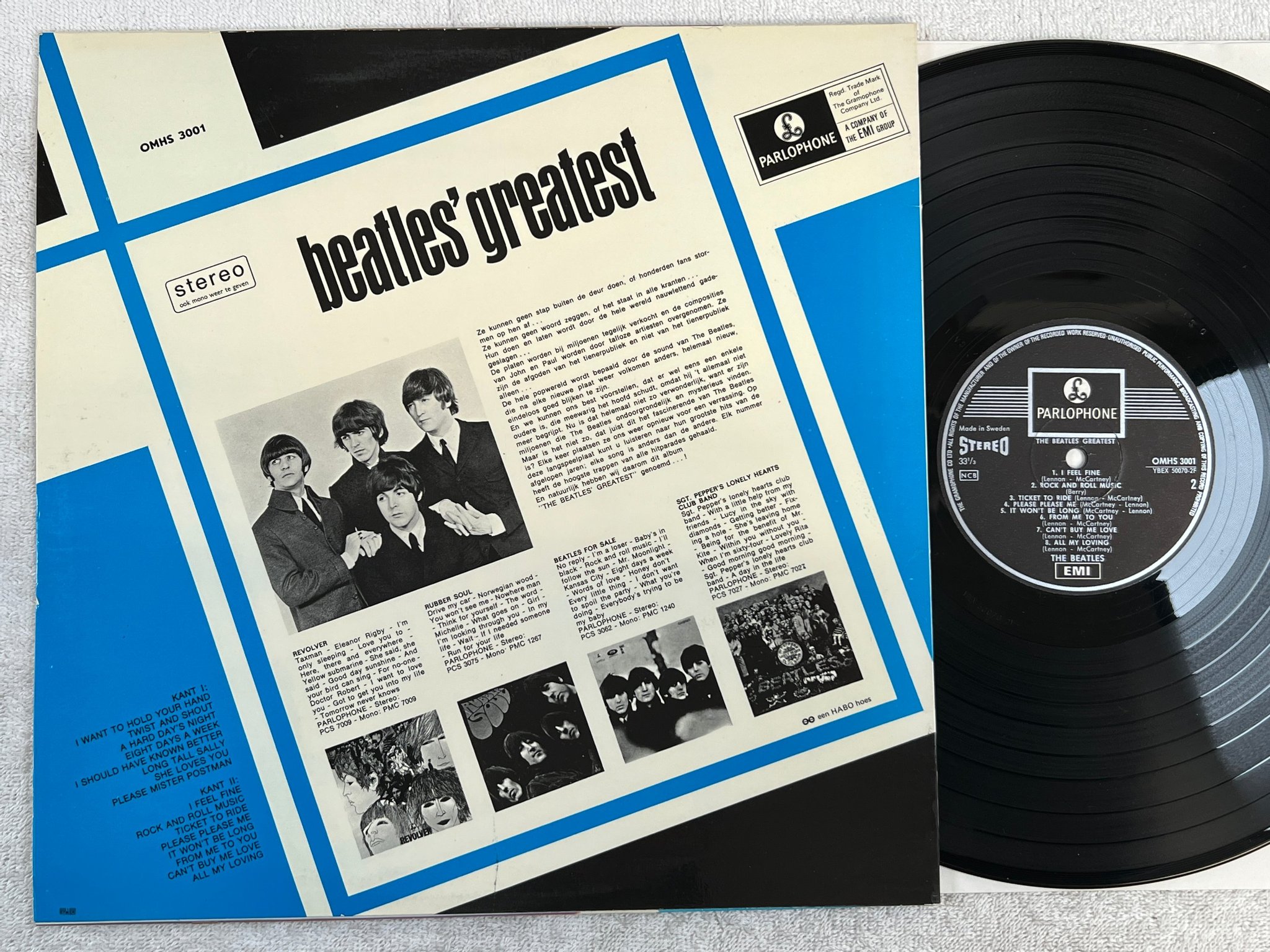 Omslagsbild för skivan THE BEATLES  greatest LP Swe EMI / PARLOPHONE OHMS 3001
