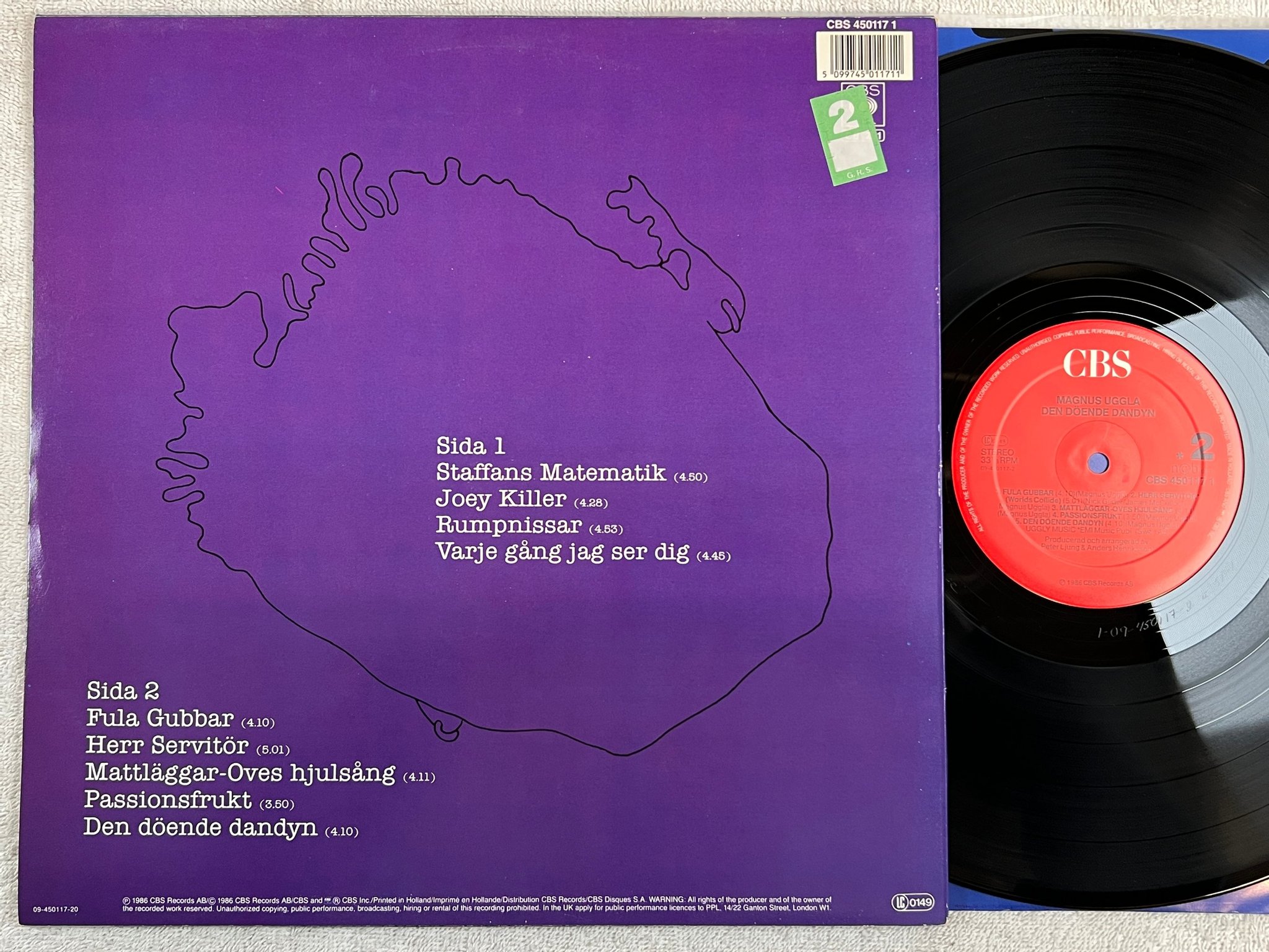 Omslagsbild för skivan MAGNUS UGGLA den döende dandyn LP - 86 CBS 4501171