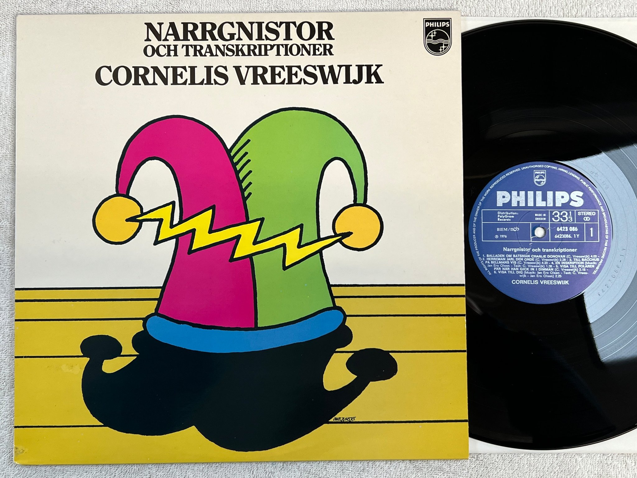 Omslagsbild för skivan CORNELIS VREESWIJK narrgnistor & transkriptioner LP -76 Swe PHILIPS 6423086