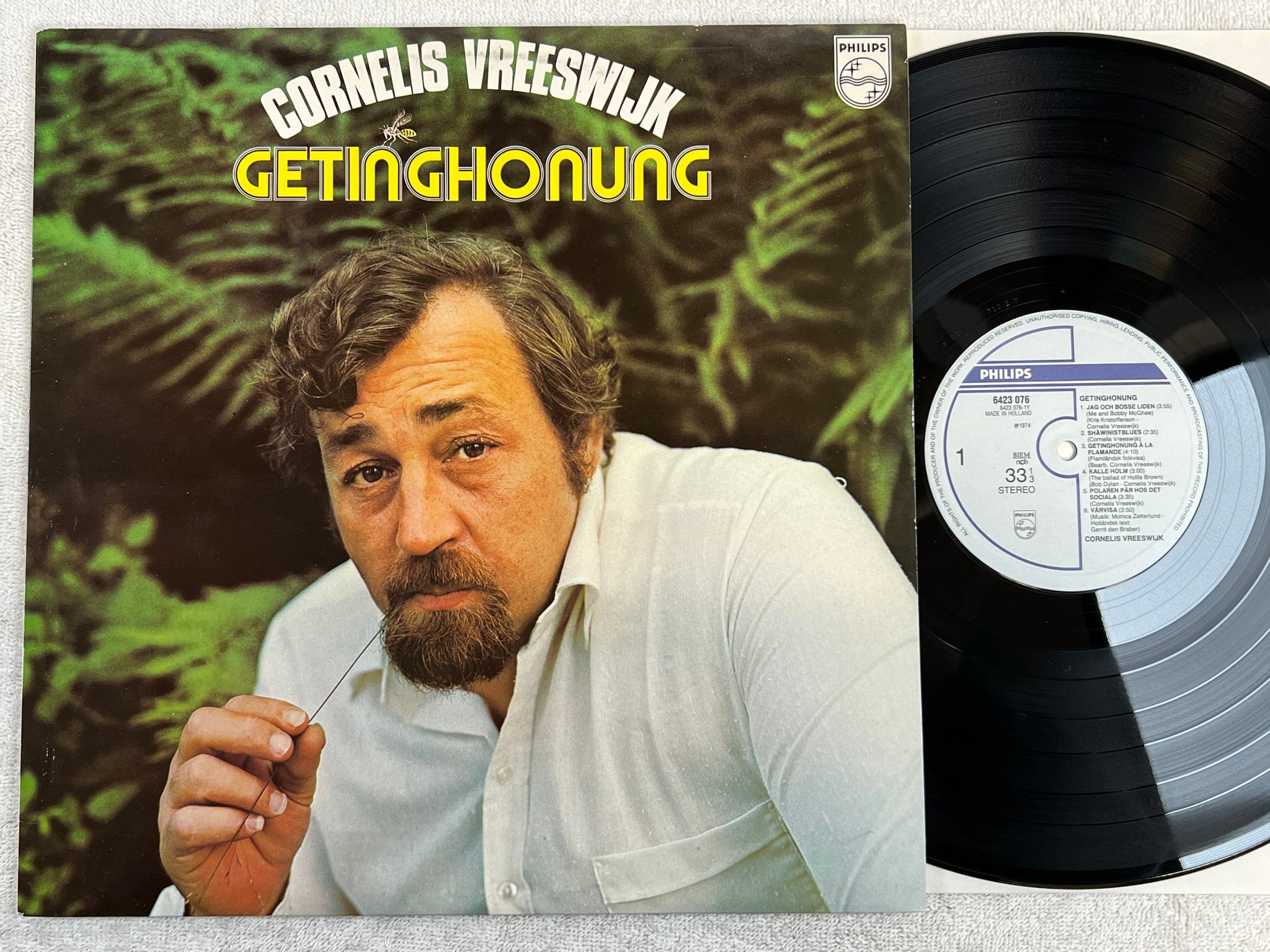 Omslagsbild för skivan CORNELIS VREESWIJK getinghonung LP Swe PHILIPS 6423076