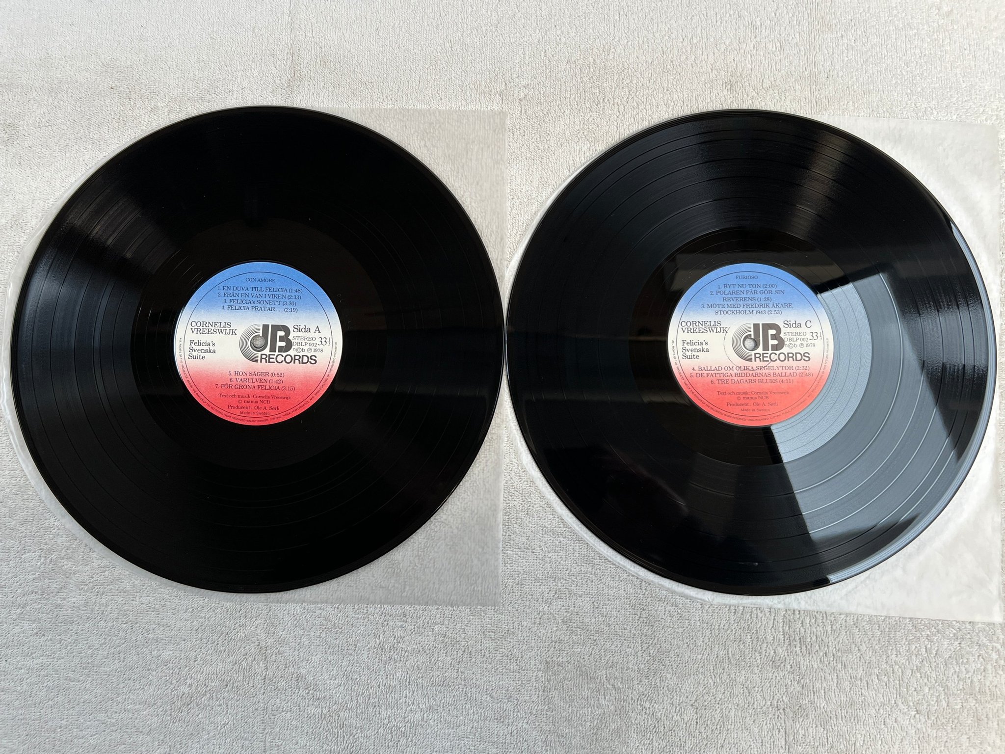 Omslagsbild för skivan CORNELIS VREESWIJK Felicia's svenska suite 2xLP Norway DB RECORDS DBLP 002