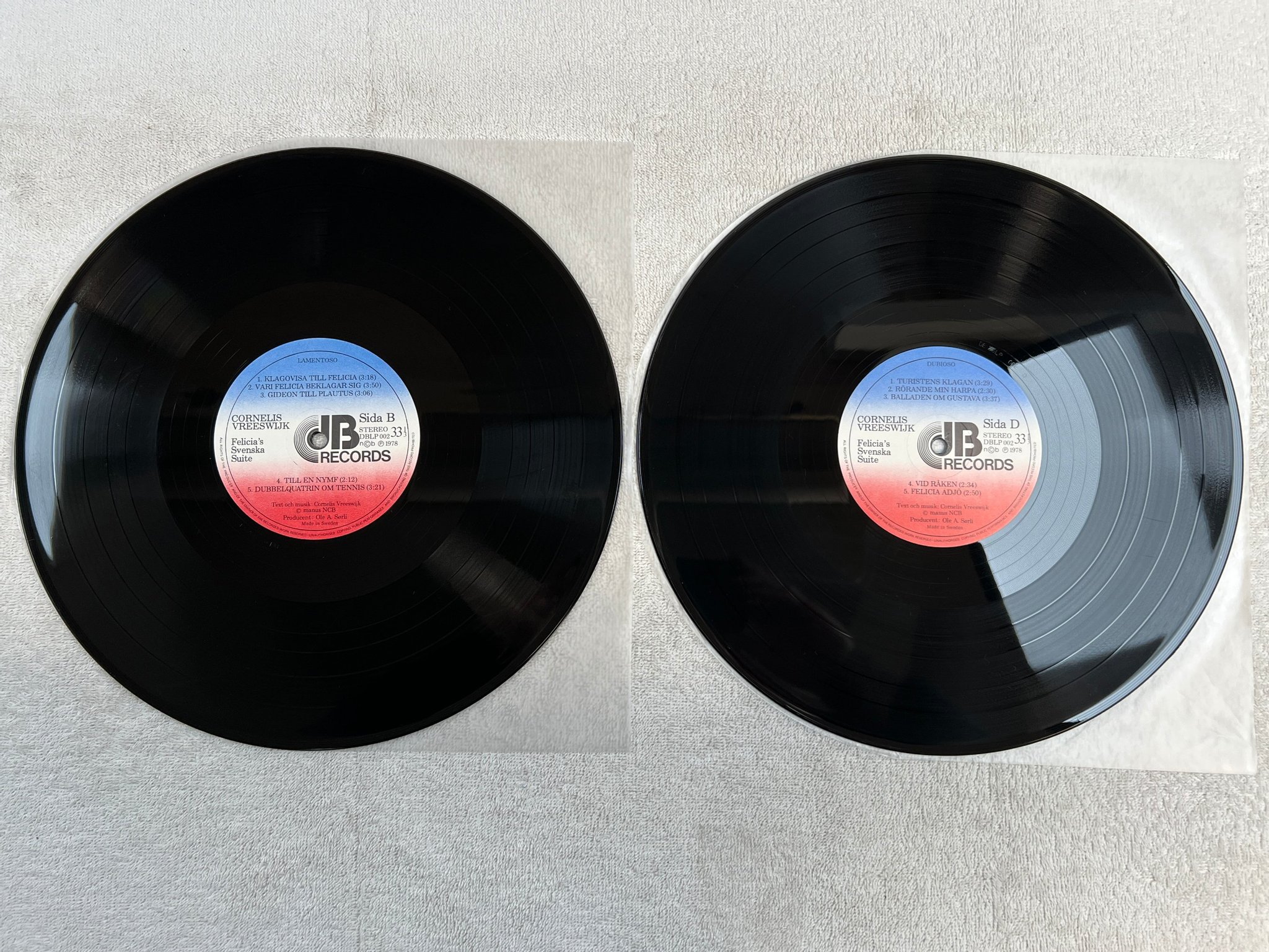 Omslagsbild för skivan CORNELIS VREESWIJK Felicia's svenska suite 2xLP Norway DB RECORDS DBLP 002