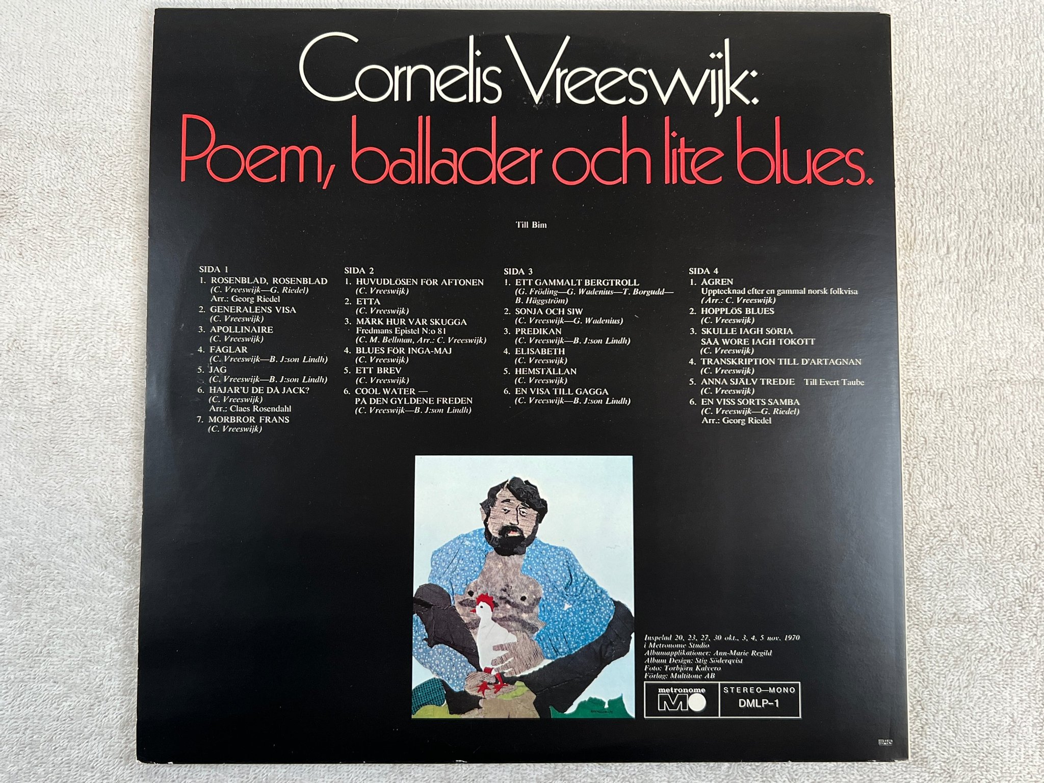 Omslagsbild för skivan CORNELIS VREESWIJK poem ballader och lite blues 2xLP Swe METRONOME DMLP-1