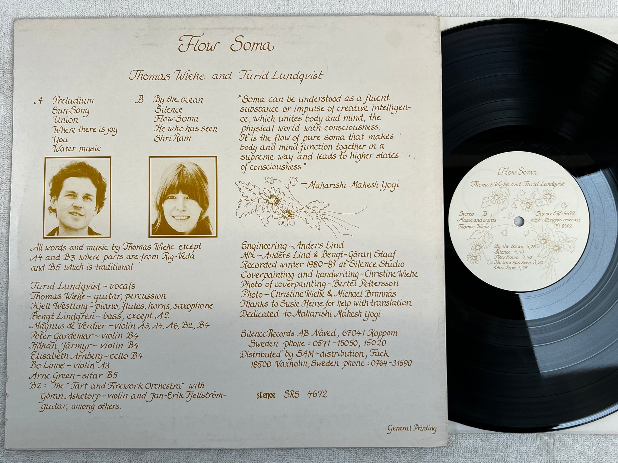 Omslagsbild för skivan THOMAS WIEHE & TURID LUNDQVIST flow soma LP -82 SILENCE SRS 4672 