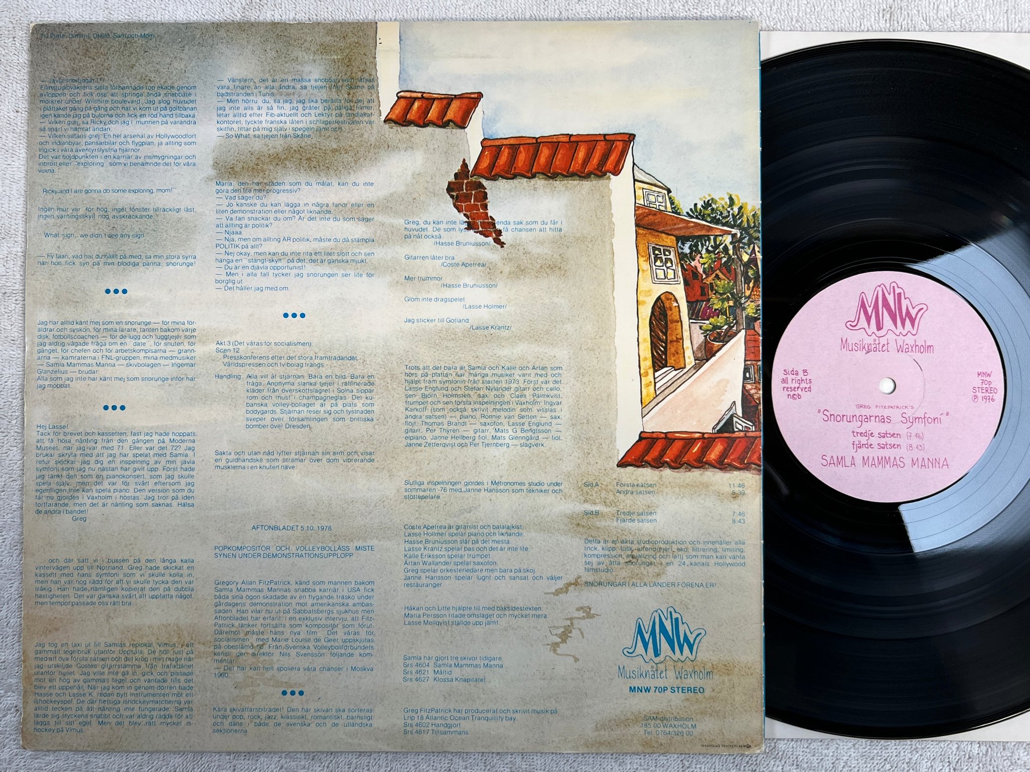 Omslagsbild för skivan SAMLA MAMMAS MANNA snorungarnas symfoni LP -76 Swe MNW 70p