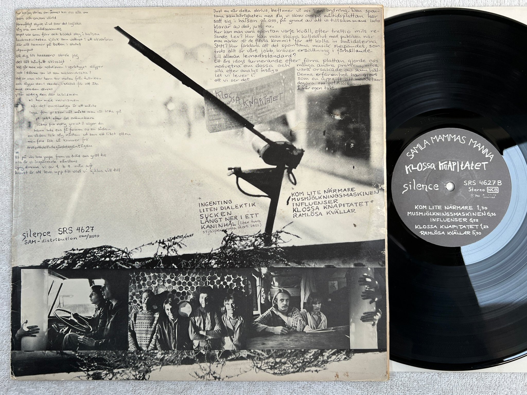 Omslagsbild för skivan SAMLA MAMMAS MANNA Klossa Knapitatet LP -76 Swe SILENCE  SRS 4627