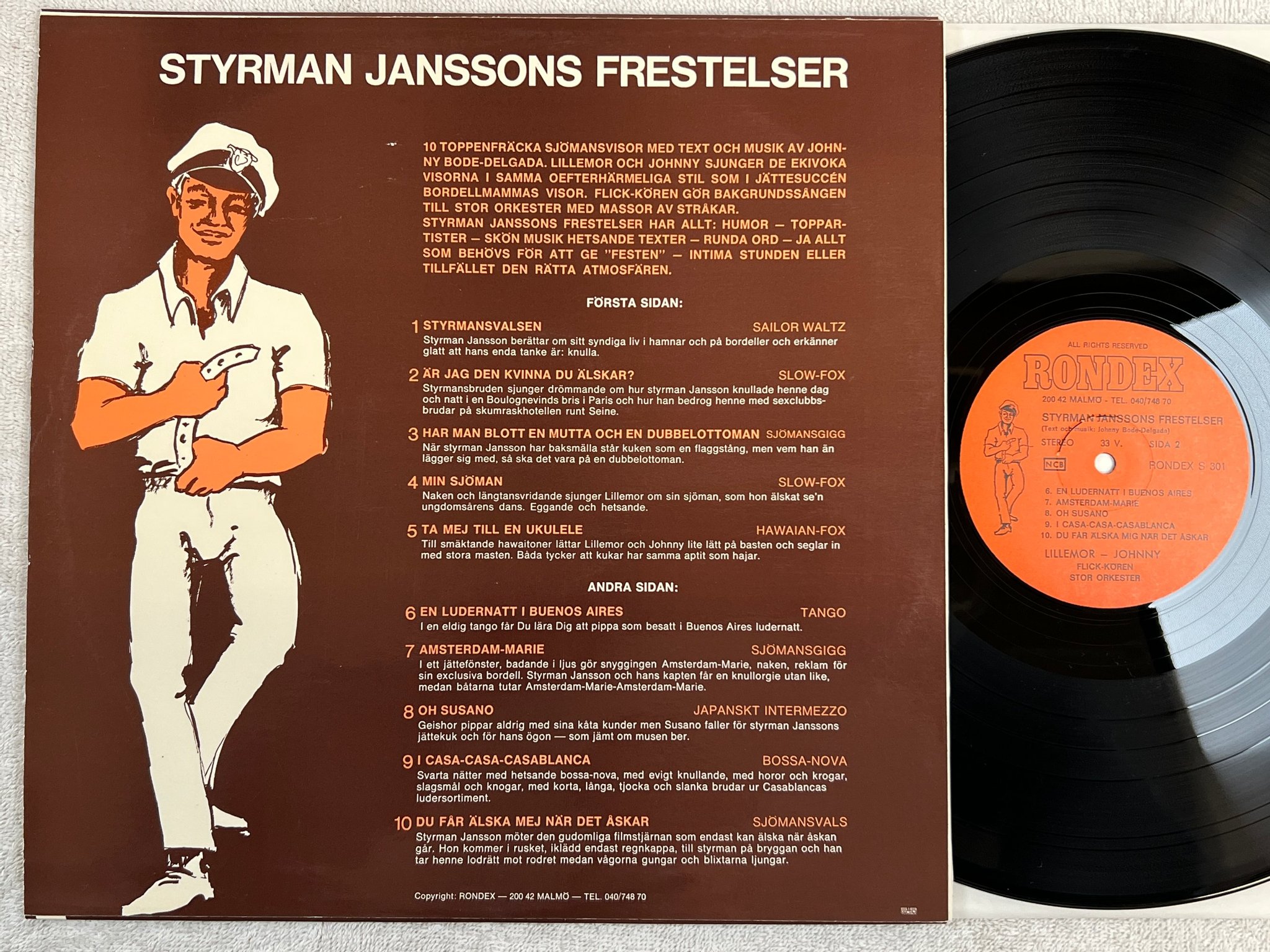 Omslagsbild för skivan STYRMAN JANSSONS FRESTELSER LP Swe RONDEX X 301
