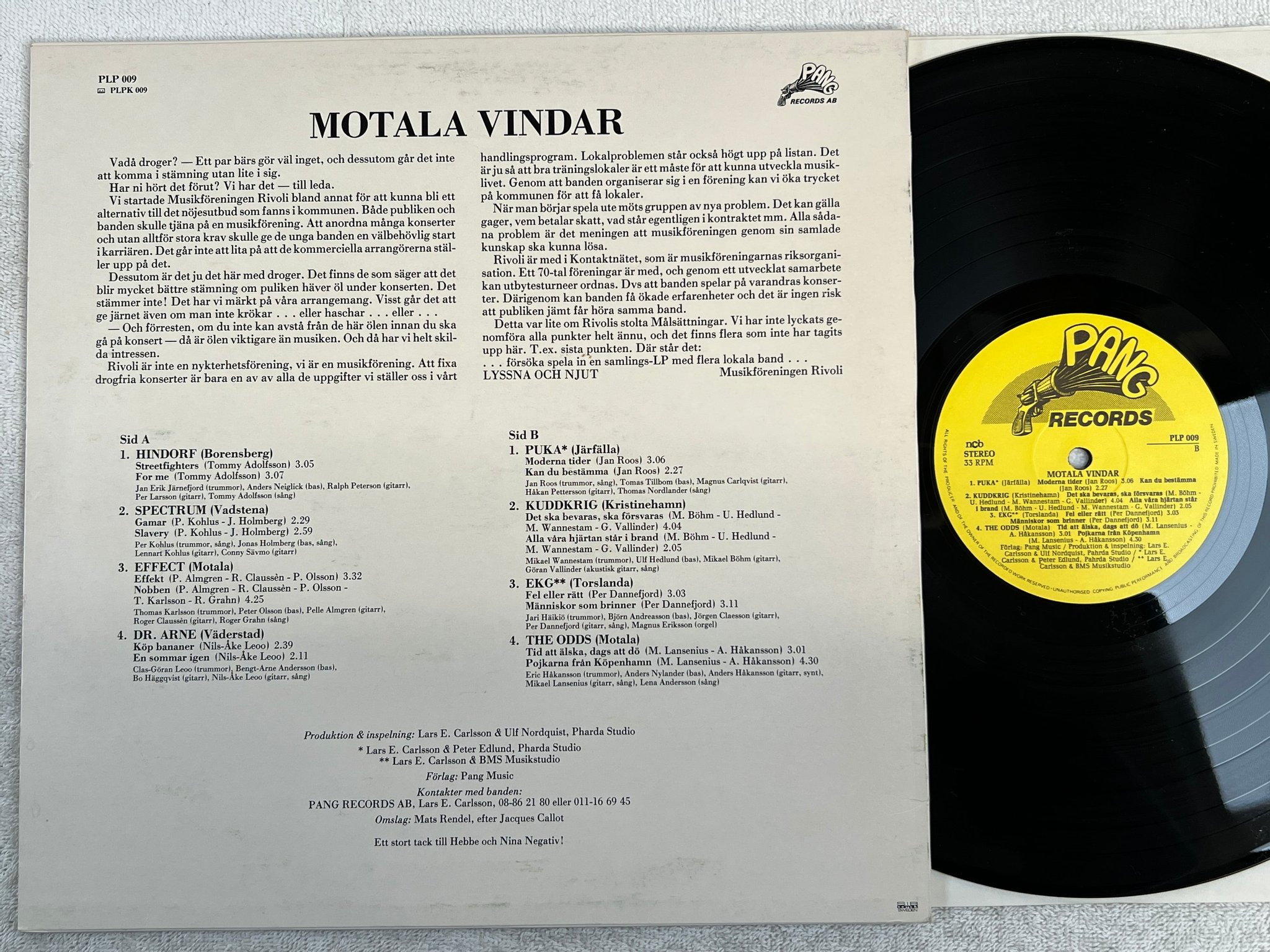 Omslagsbild för skivan V/A motala vindar LP Swe PANG PLP 009 