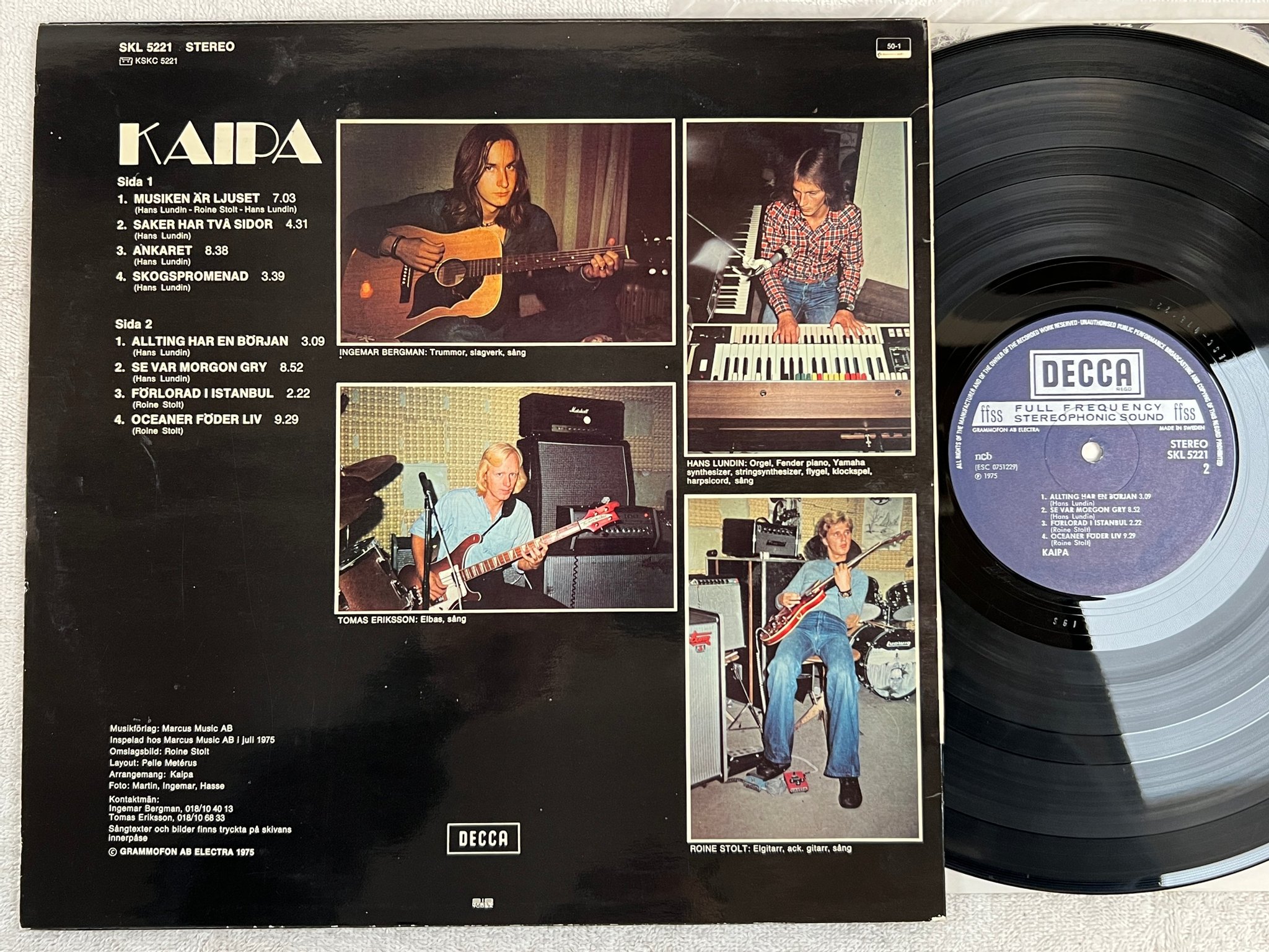 Omslagsbild för skivan KAIPA s/t LP -75 DECCA SKL 5221 