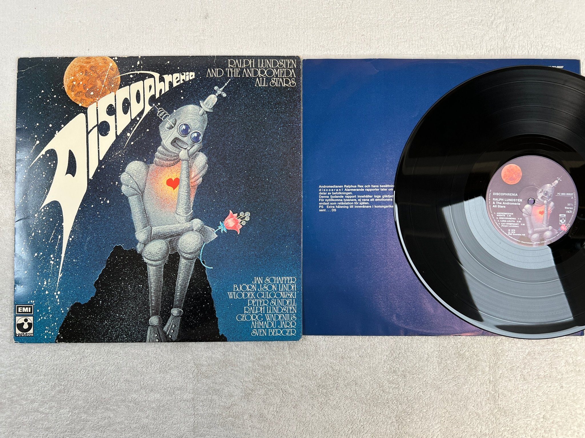 Omslagsbild för skivan RALPH LUNDSTEN discophrenia LP -78 HARVEST autographed / space disco