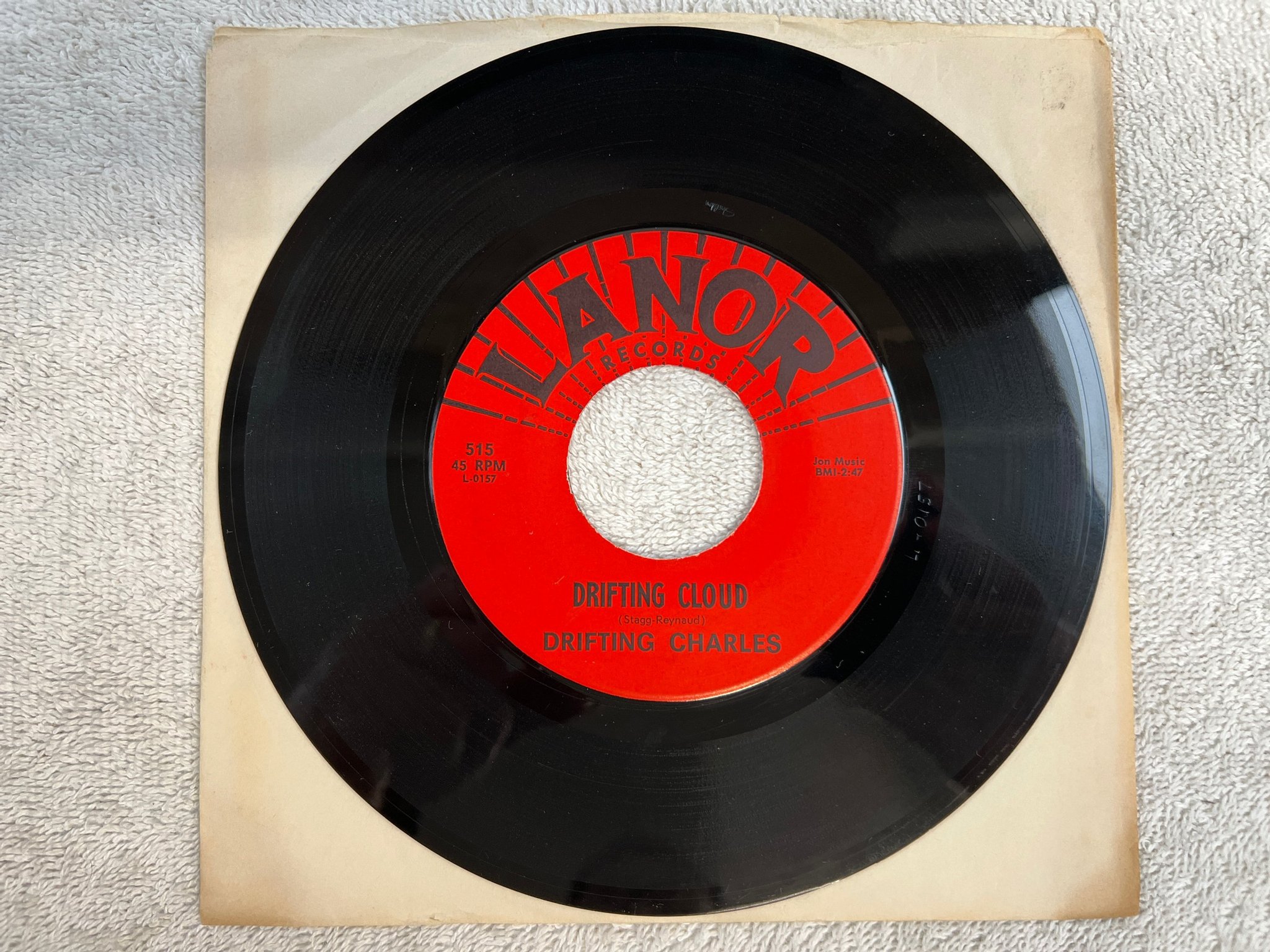 Omslagsbild för skivan DRIFTIN CHARLES drifting cloud 7"single US LANOR 515 w/ Sheldon stamp / Rhythm n