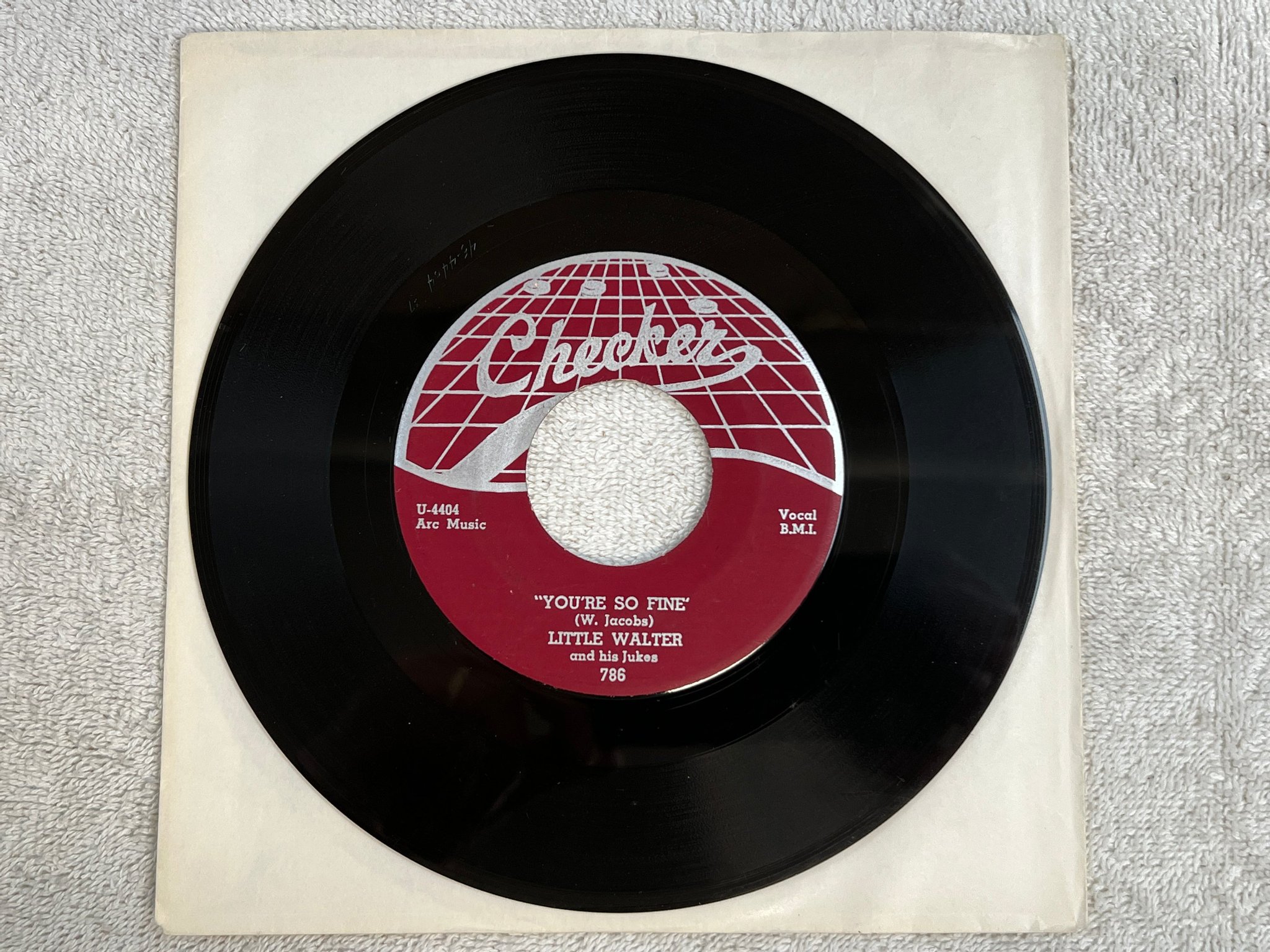 Omslagsbild för skivan LITTLE WALTER & HIS JUKES You're So Fine 7"single US CHECKER 786 Chicago blues