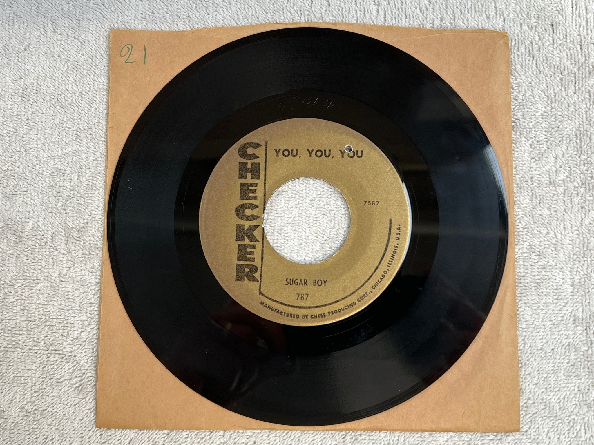 Omslagsbild för skivan SUGAR BOY Jock-A-Mo 7"single -54 US CHECKER 787 Rhythm & Blues