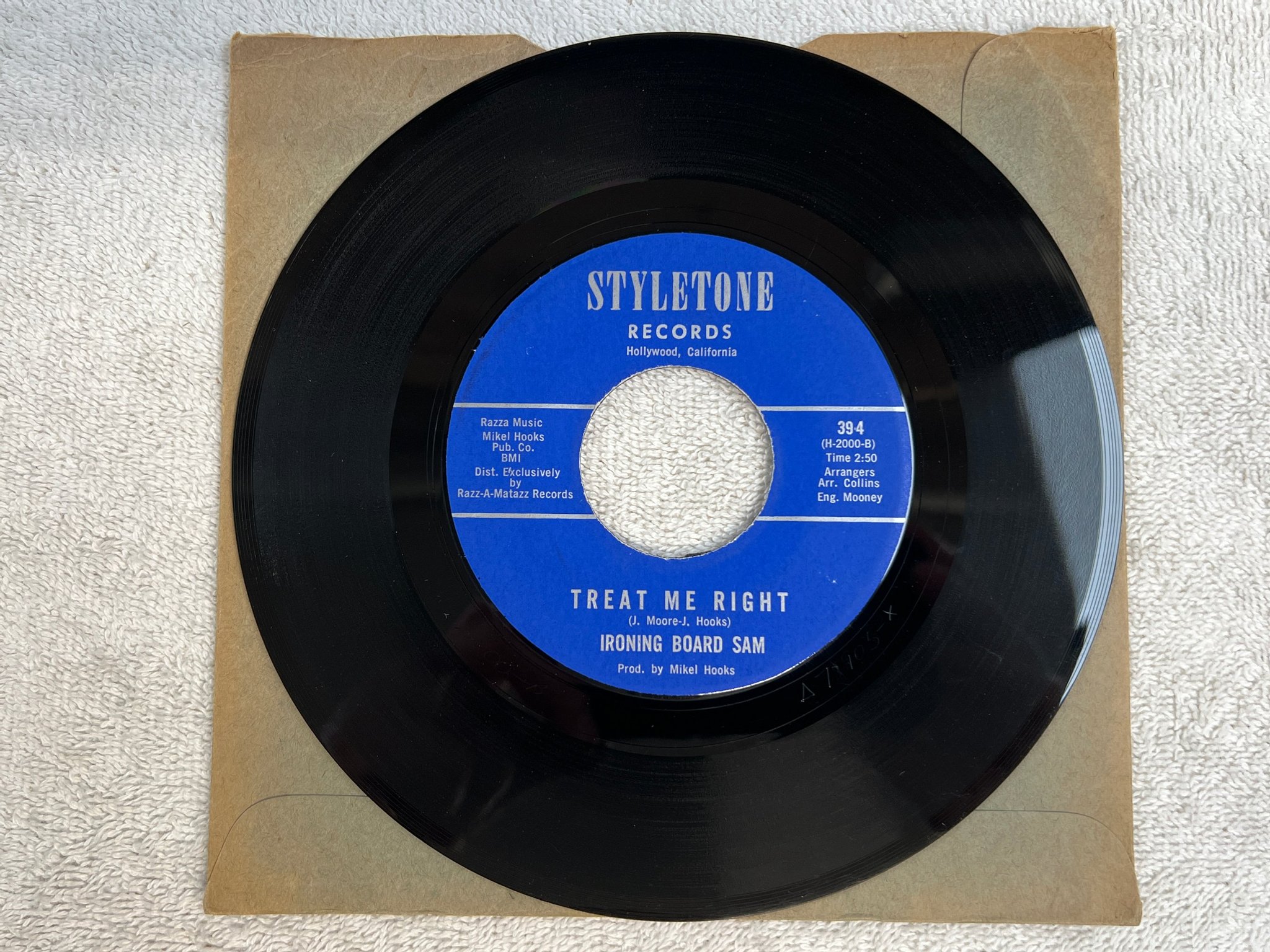 Omslagsbild för skivan IRONING BOARD SAM treat me right 7"single US STYLETONE 394 rare soul !!
