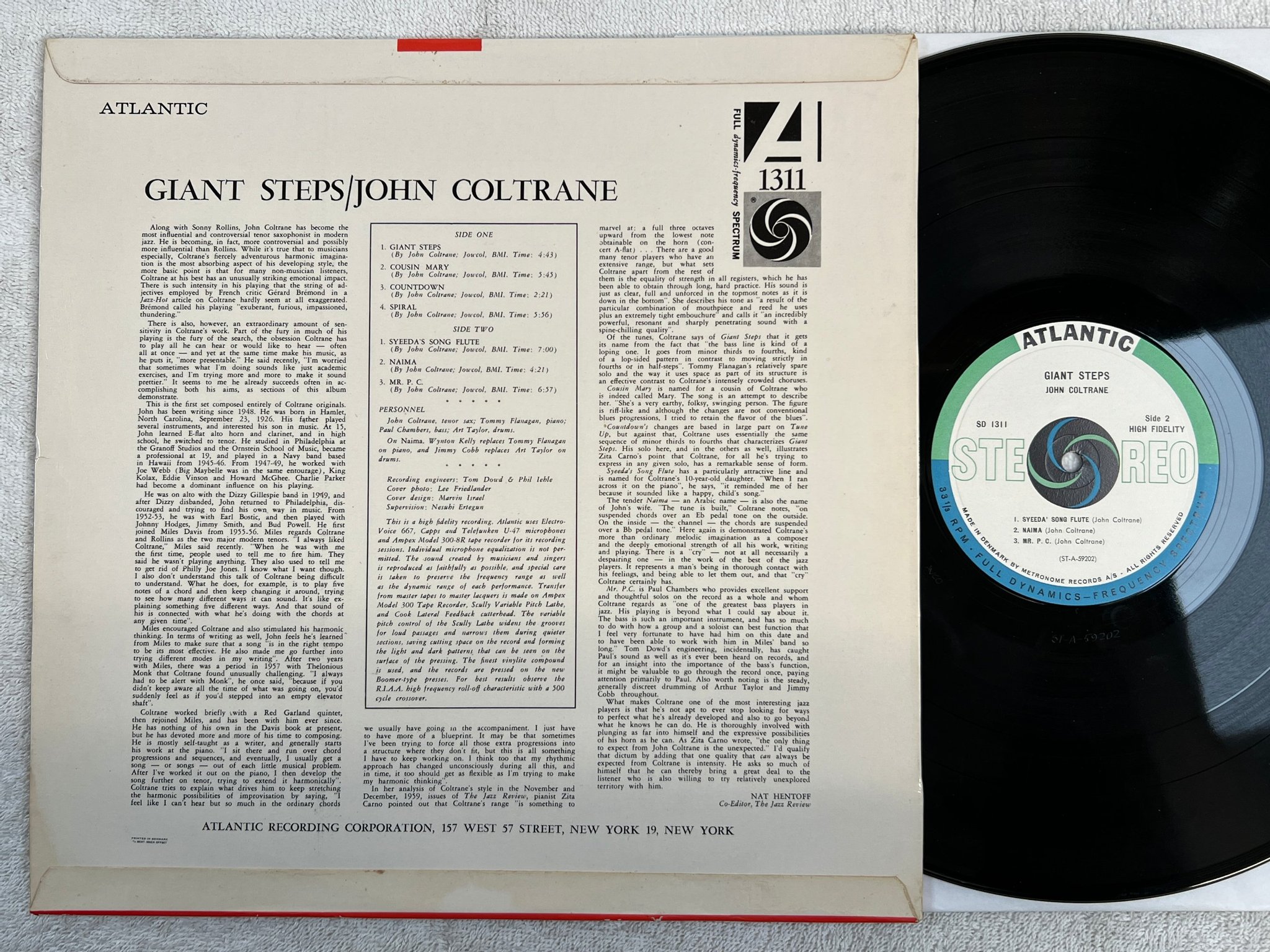 Omslagsbild för skivan JOHN COLTRANE giant steps LP Den ATLANTIC SD 1311 ** Masterpiece **
