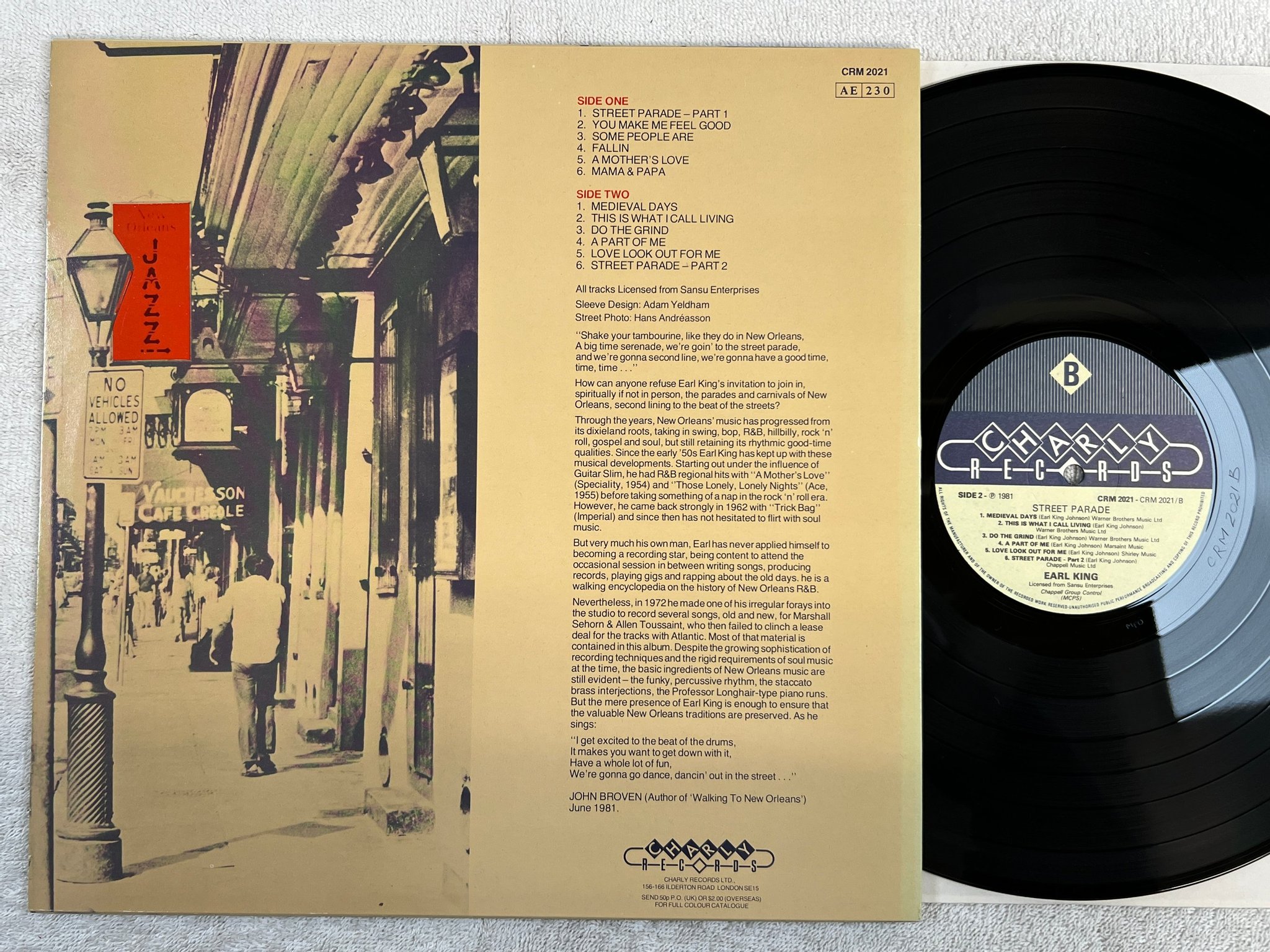 Omslagsbild för skivan EARL KING street parade LP -81 UK CHARLY CRM 2021 