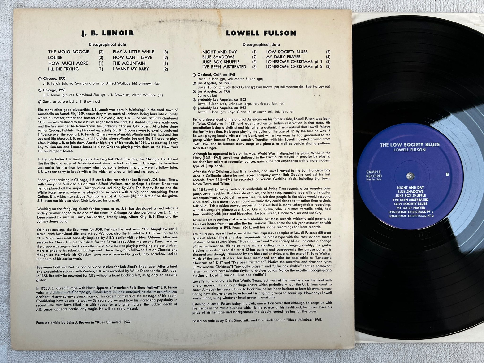 Omslagsbild för skivan J.B. LENOIR the mojo boogie LP sample records HI-100 ** svår **