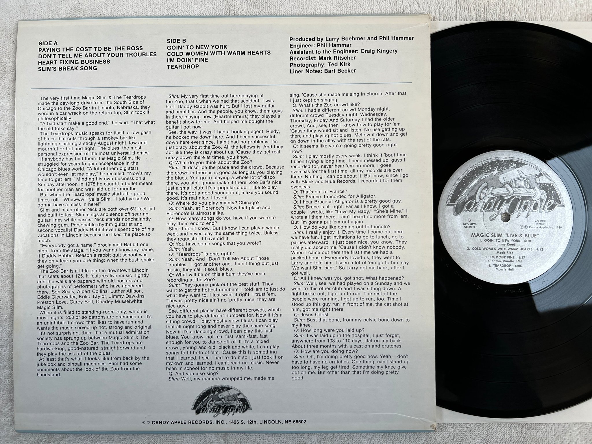 Omslagsbild för skivan MAGIC SLIM live & blue LP -80 US CANDY APPLE CA 0401 Blues