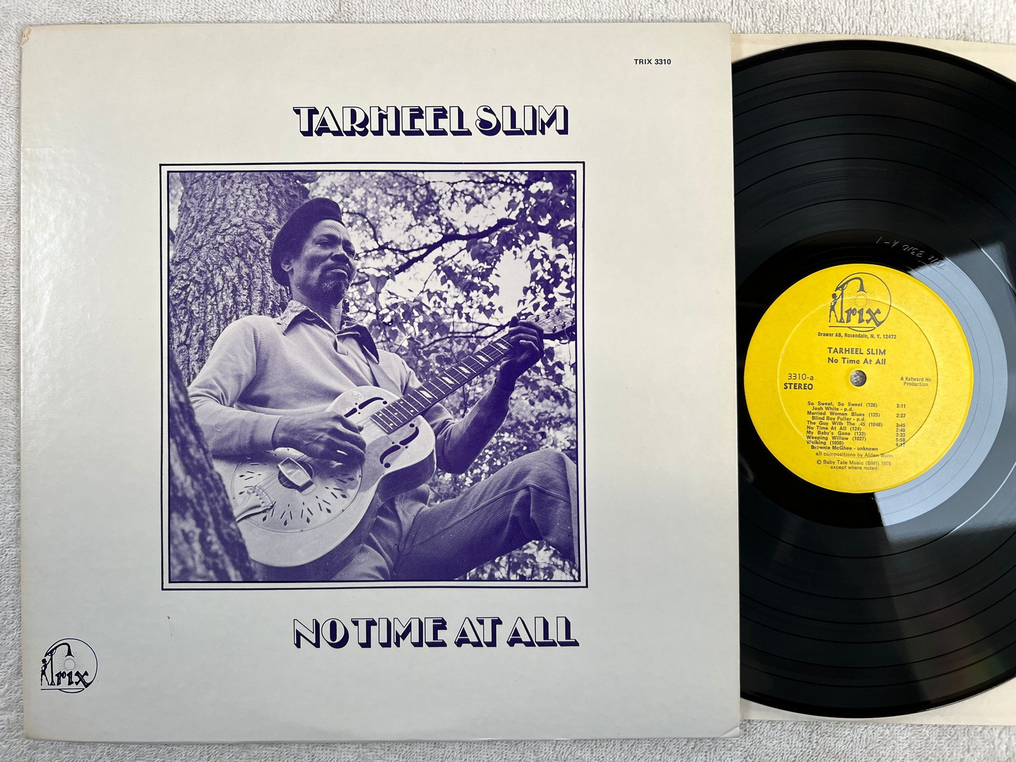 Omslagsbild för skivan TARHEEL SLIM no time at all LP -75 US TRIX 3310 blues