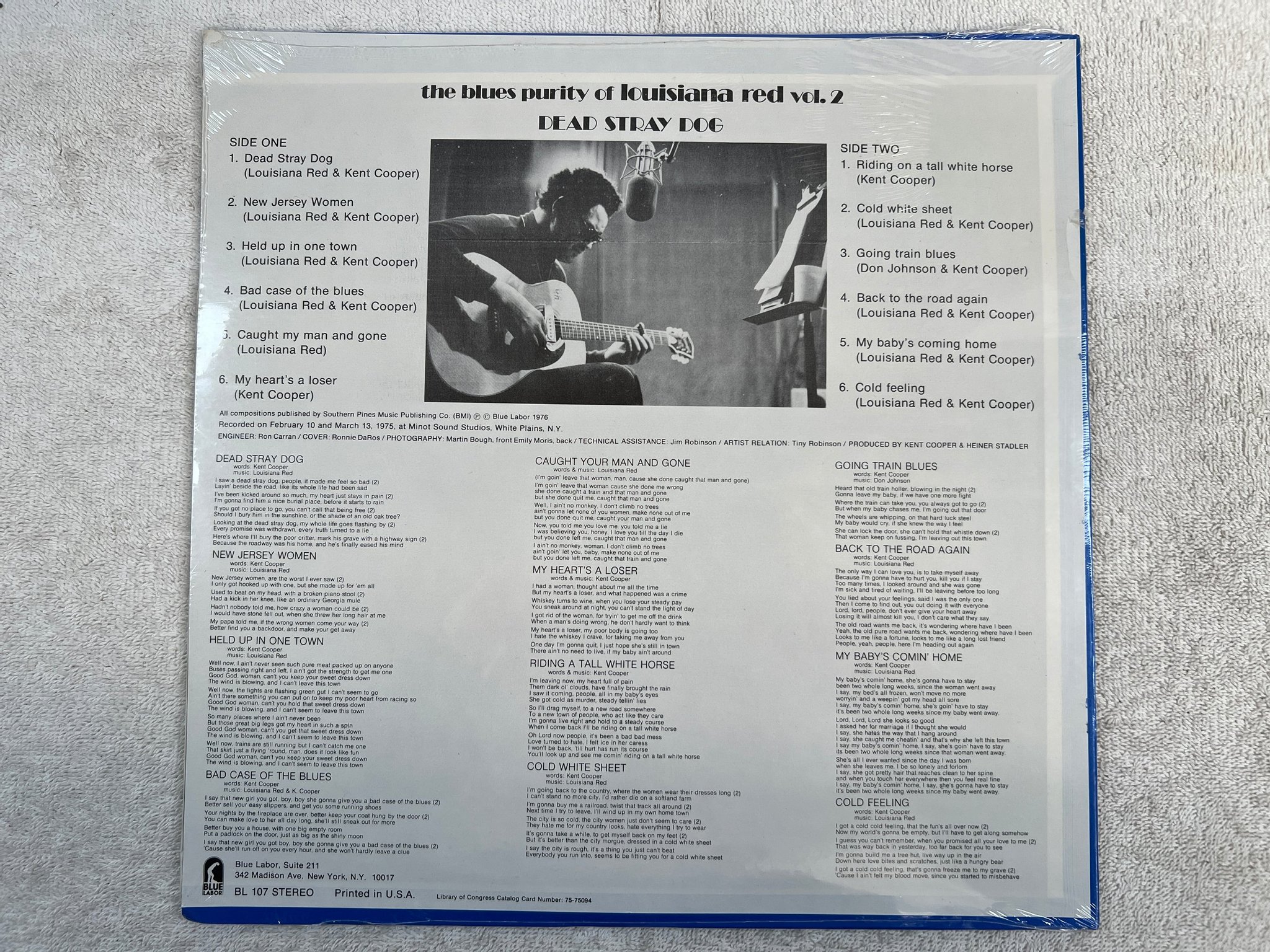 Omslagsbild för skivan LOUISIANA RED The Blues Purity Of .. VOL 2 LP -76 US BLUE LABOR BL107 sealed