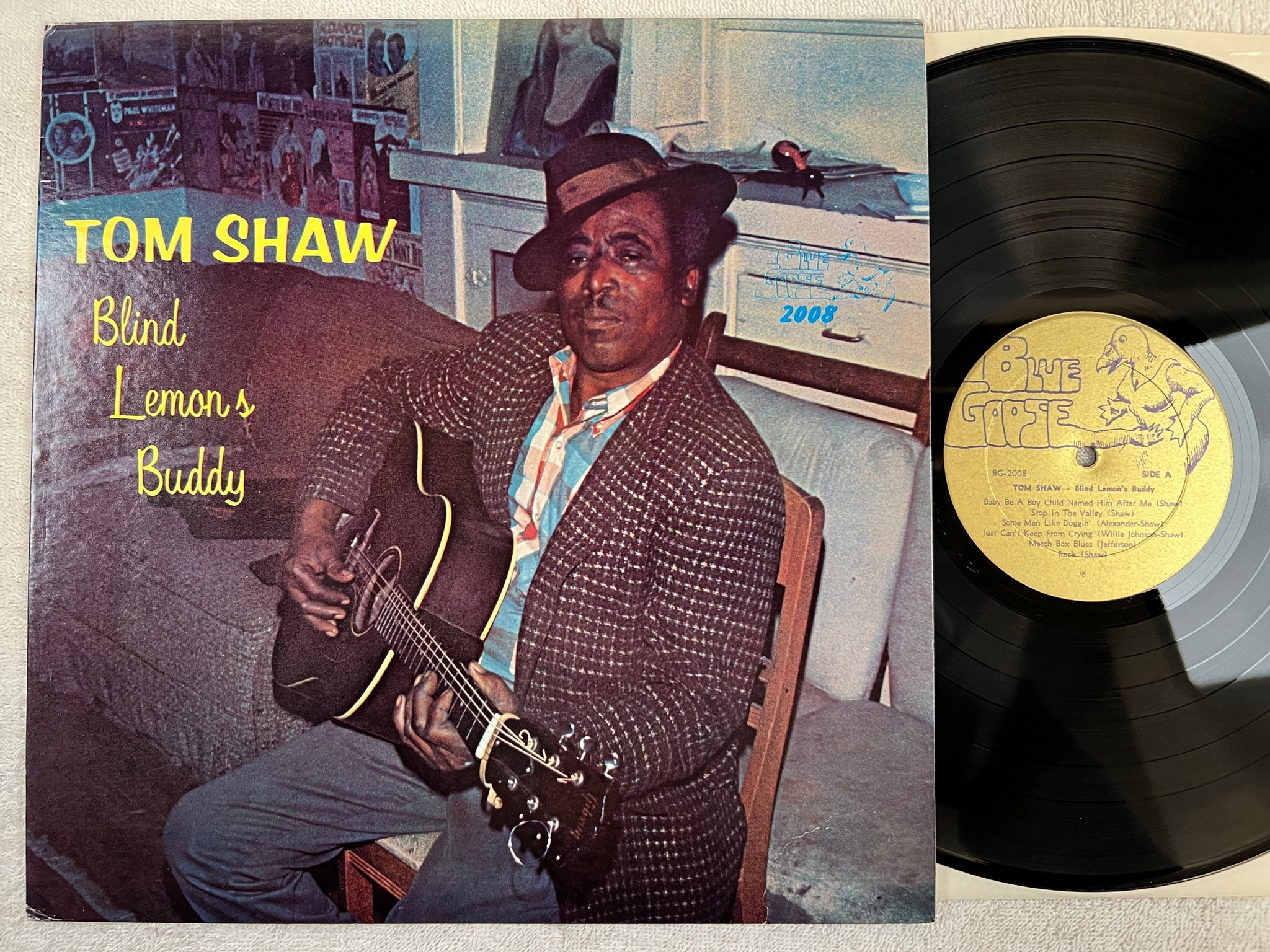 Omslagsbild för skivan TOM SHAW blind lemon's buddy LP -72 US BLUE GOOSE BG 2008 Texas blues