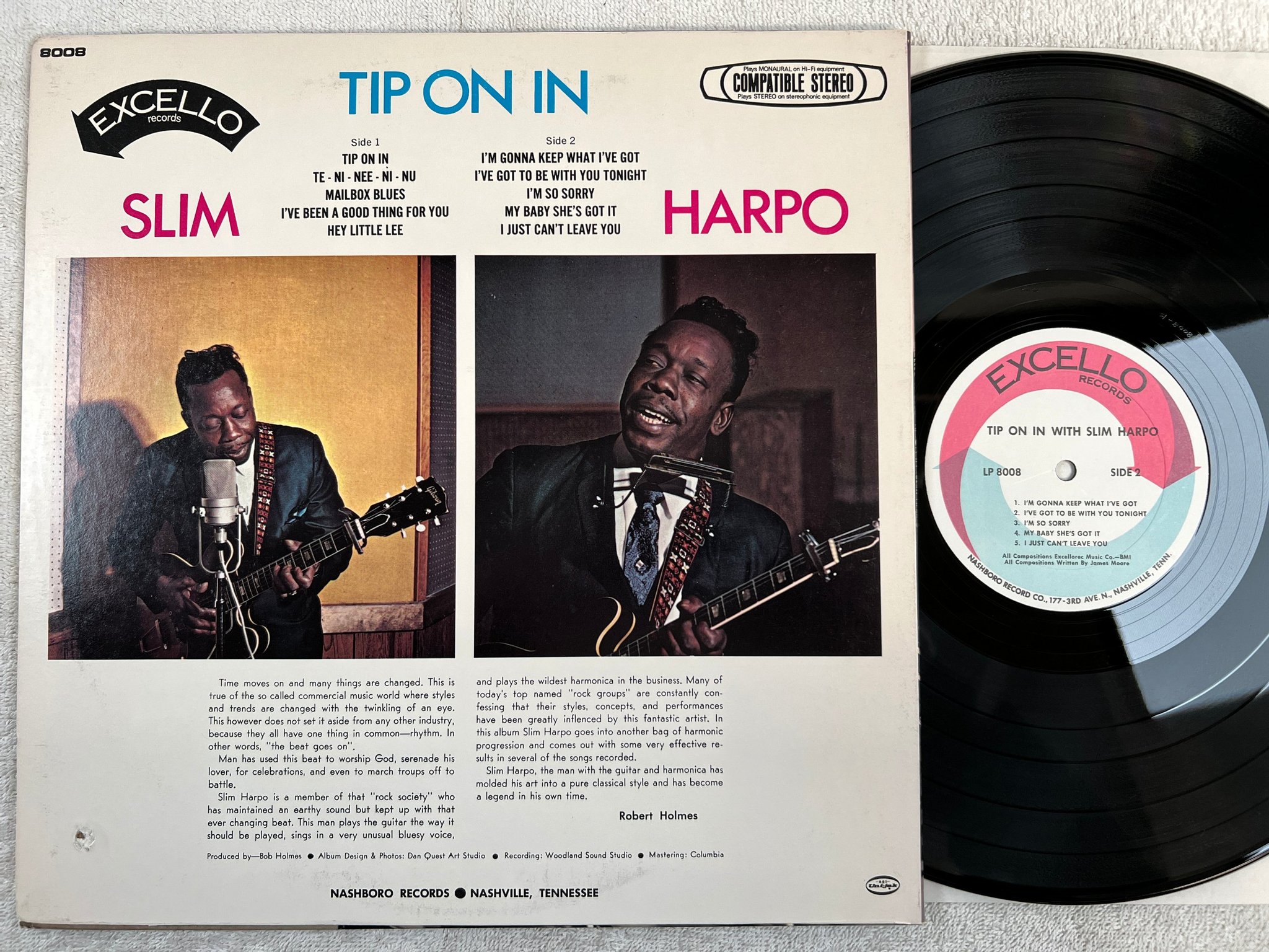 Omslagsbild för skivan SLIM HARPO Tip On In LP -68 US EXCELLO LP 8008 rare blues album