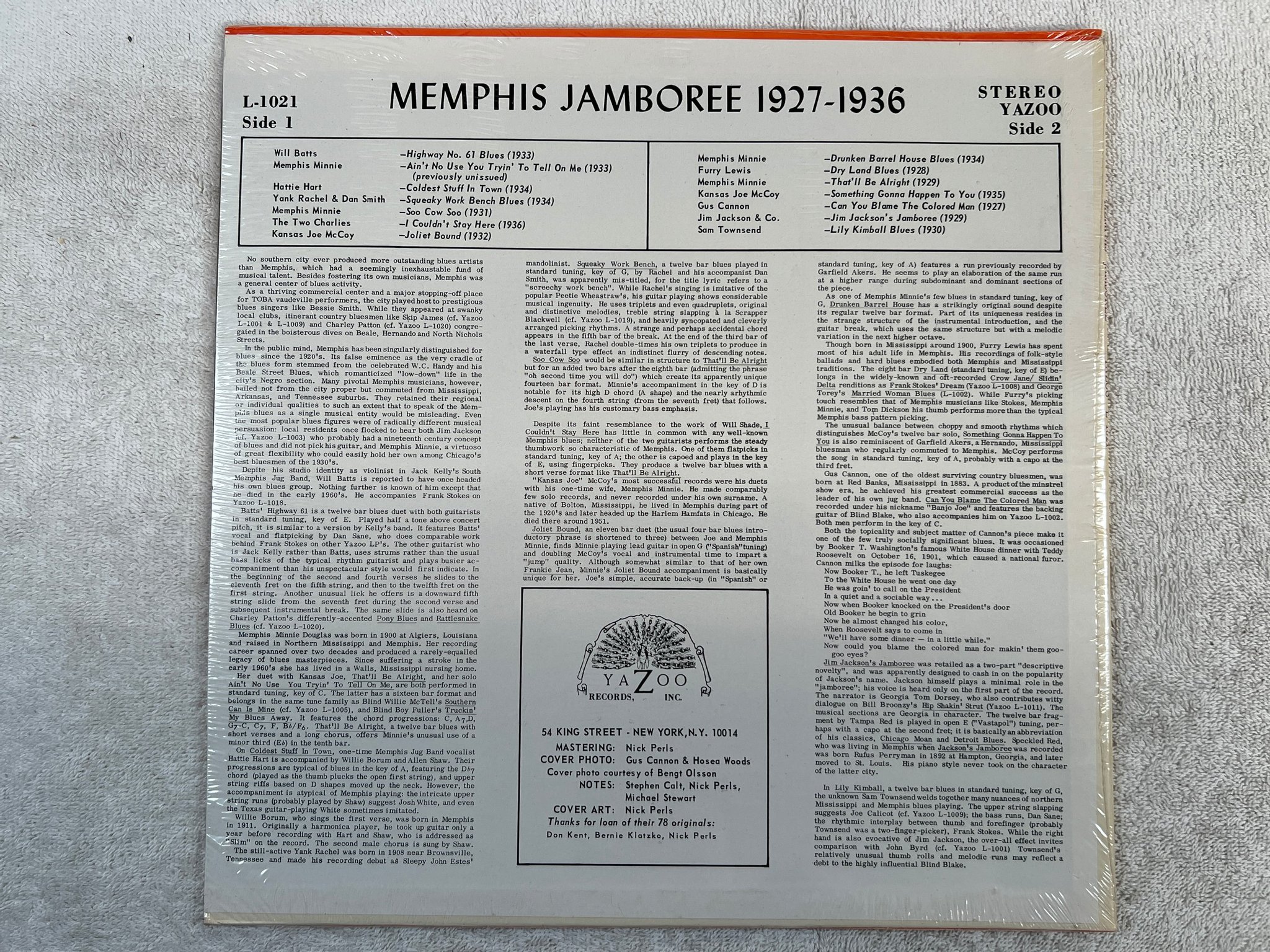 Omslagsbild för skivan V/A Memphis Jamboree 1927-1936 LP -70 US YAZOO L-1021 sealed