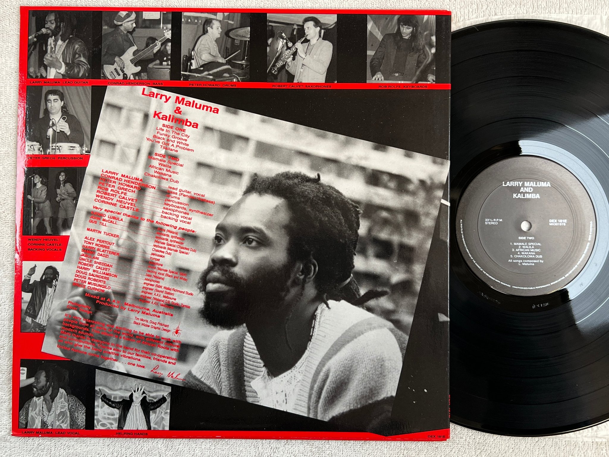 Omslagsbild för skivan LARRY MALUMA & KALIMBA confusion LP -87 Aussie DEX 181E reggae / folk