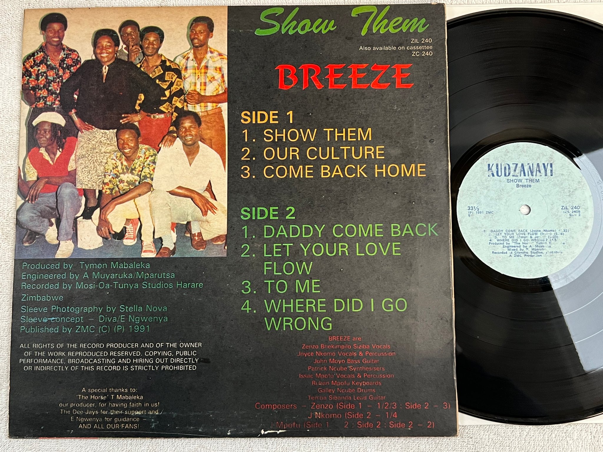 Omslagsbild för skivan BREEZE Show Them LP Zimbabwe KUDZANAYI ZIL-240 mega rare african folk reggae 