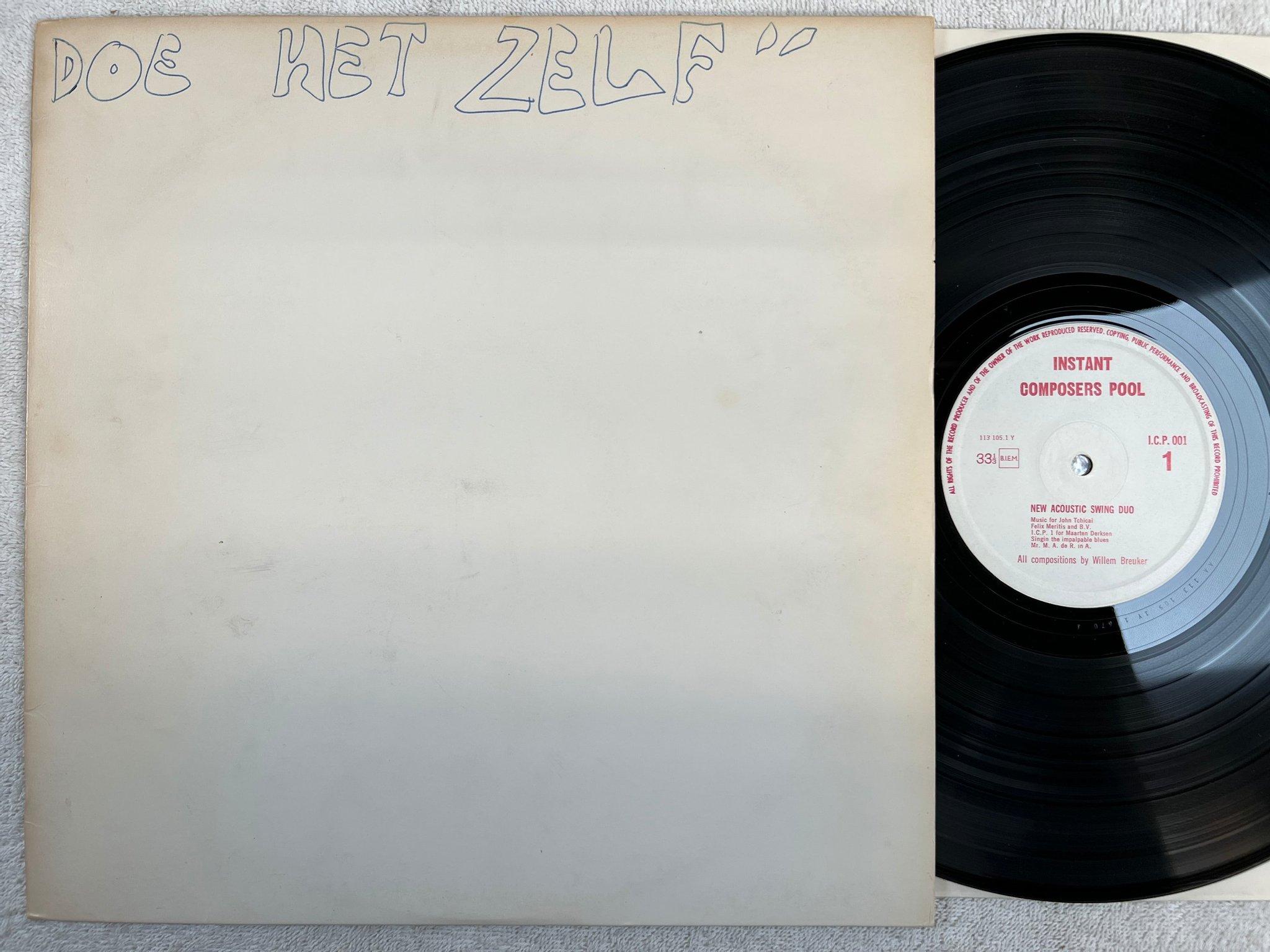 Omslagsbild för skivan HAN BENNINK / WILLEM BREUKER New Acoustic Swing Duo LP -67 Hol ICP 001 ** mega r