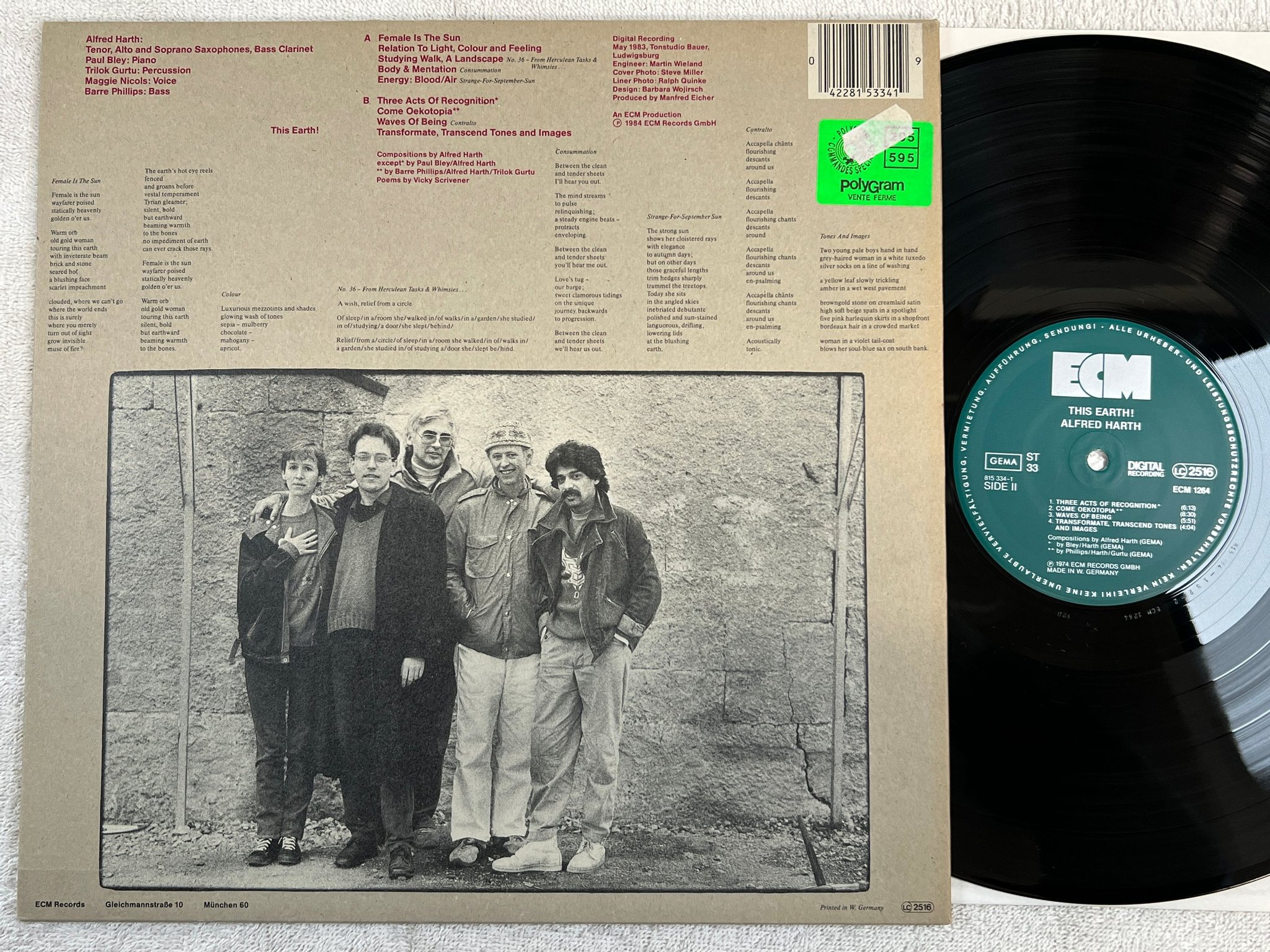 Omslagsbild för skivan ALFRED HARTH this earth! LP -74 Ger ECM 1264