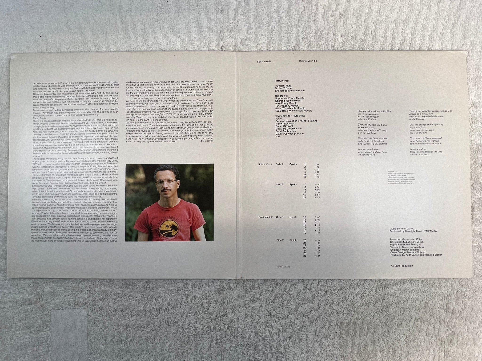 Omslagsbild för skivan KEITH JARRETT spirits 2xLP -86 Ger ECM 829469-1