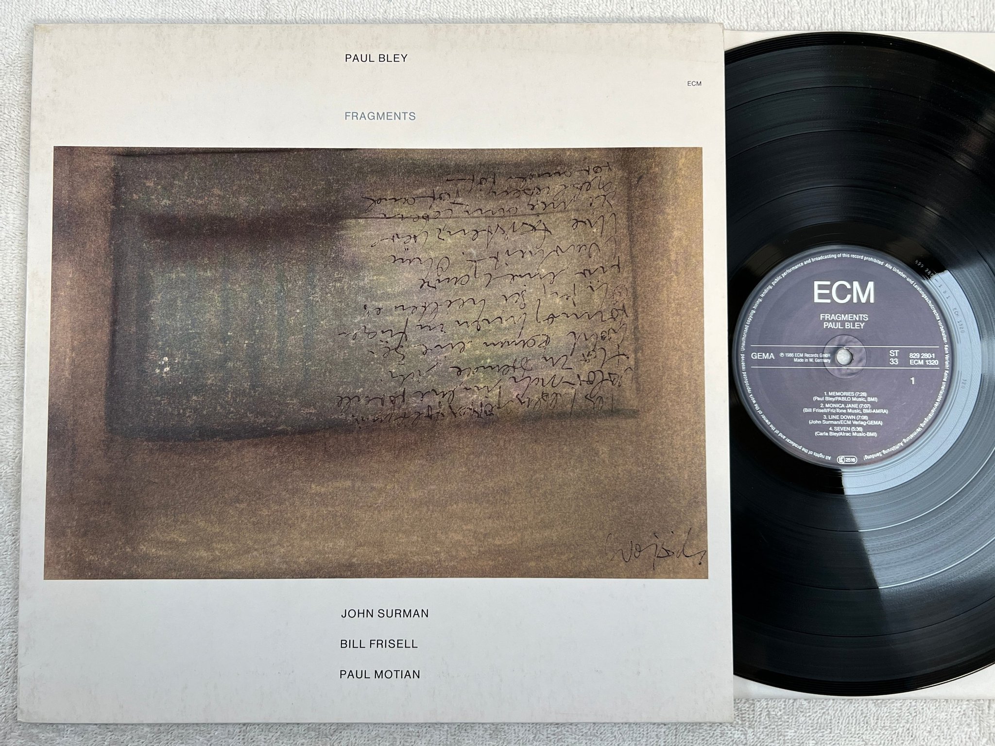 Omslagsbild för skivan PAUL BLEY fragments LP -86 Ger ECM 829 280-1