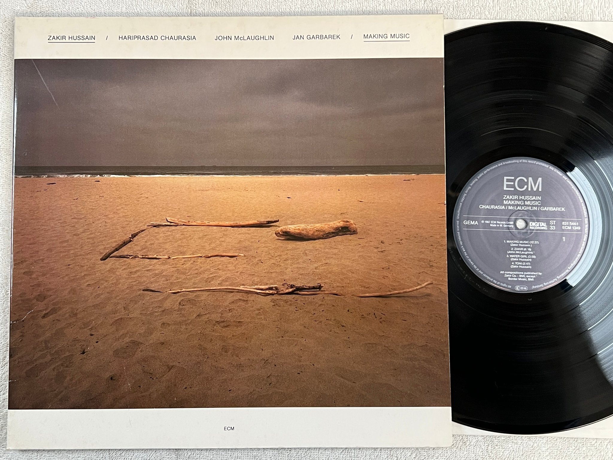 Omslagsbild för skivan ZAKIR HUSSAIN making music LP -87 Ger ECM 831 544-1