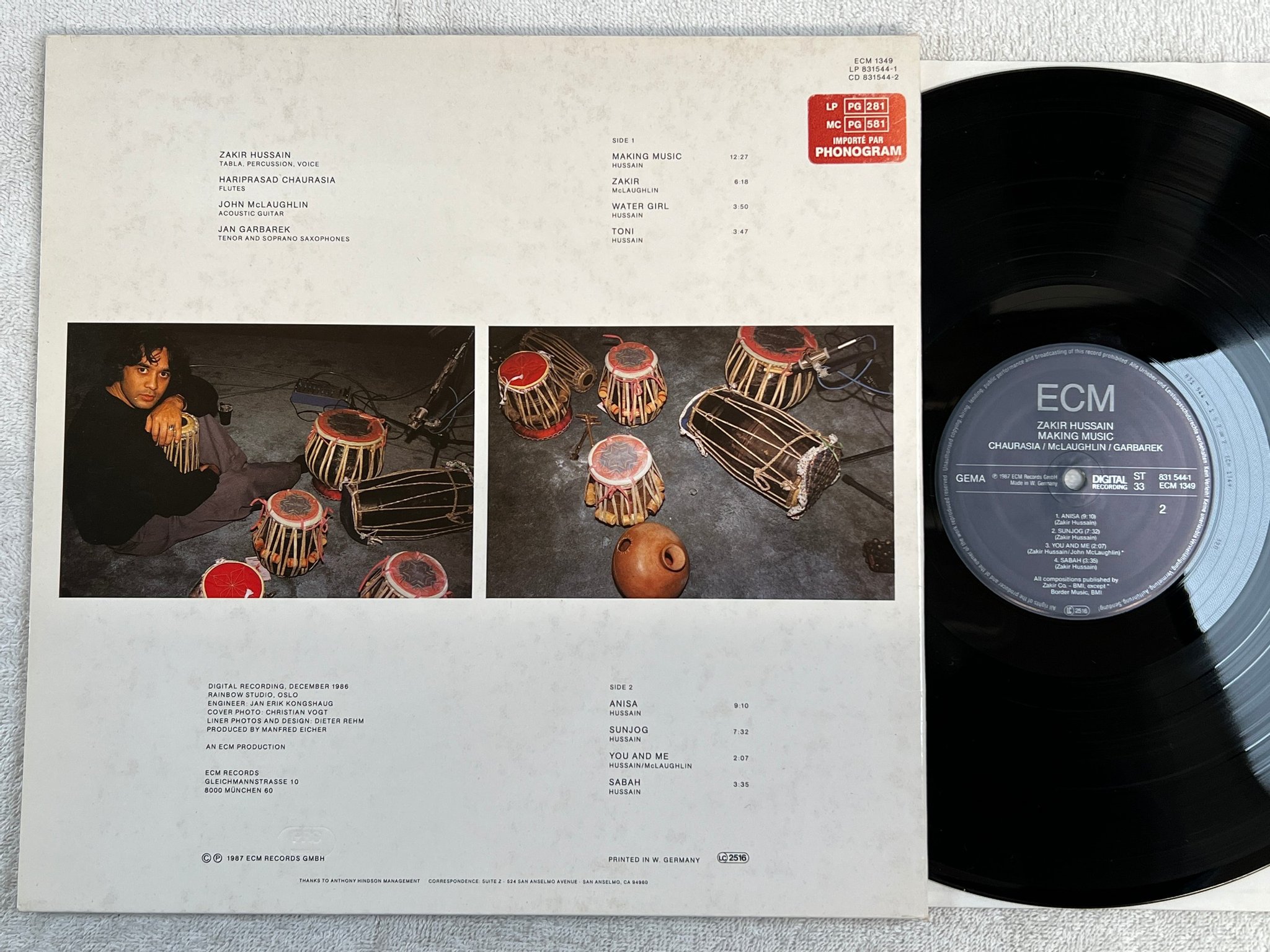 Omslagsbild för skivan ZAKIR HUSSAIN making music LP -87 Ger ECM 831 544-1