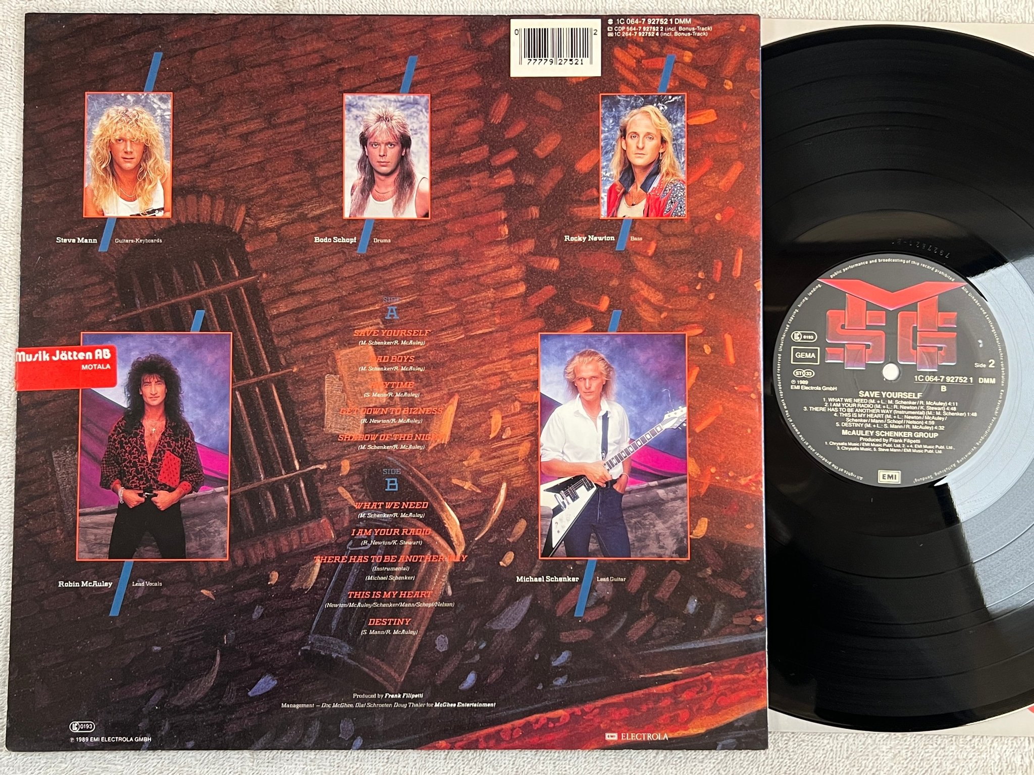 Omslagsbild för skivan McAULEY SCHENKER GROUP save yourself LP -89 Ger EMI 1C 064-7927521