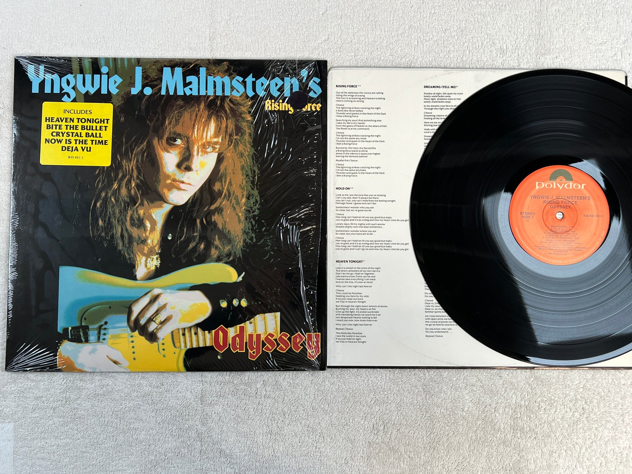 Omslagsbild för skivan YNGWIE J MALMSTEEN'S RISING FORCE odyssey LP -88 US POLYDOR 422835451-1