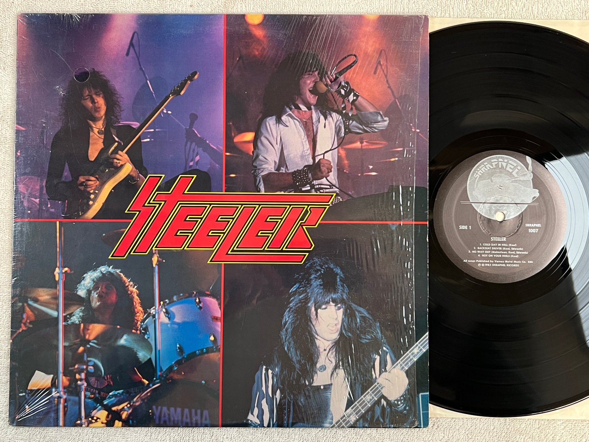 Omslagsbild för skivan STEELER s/t LP -83 US SHRAPNEL 1007 