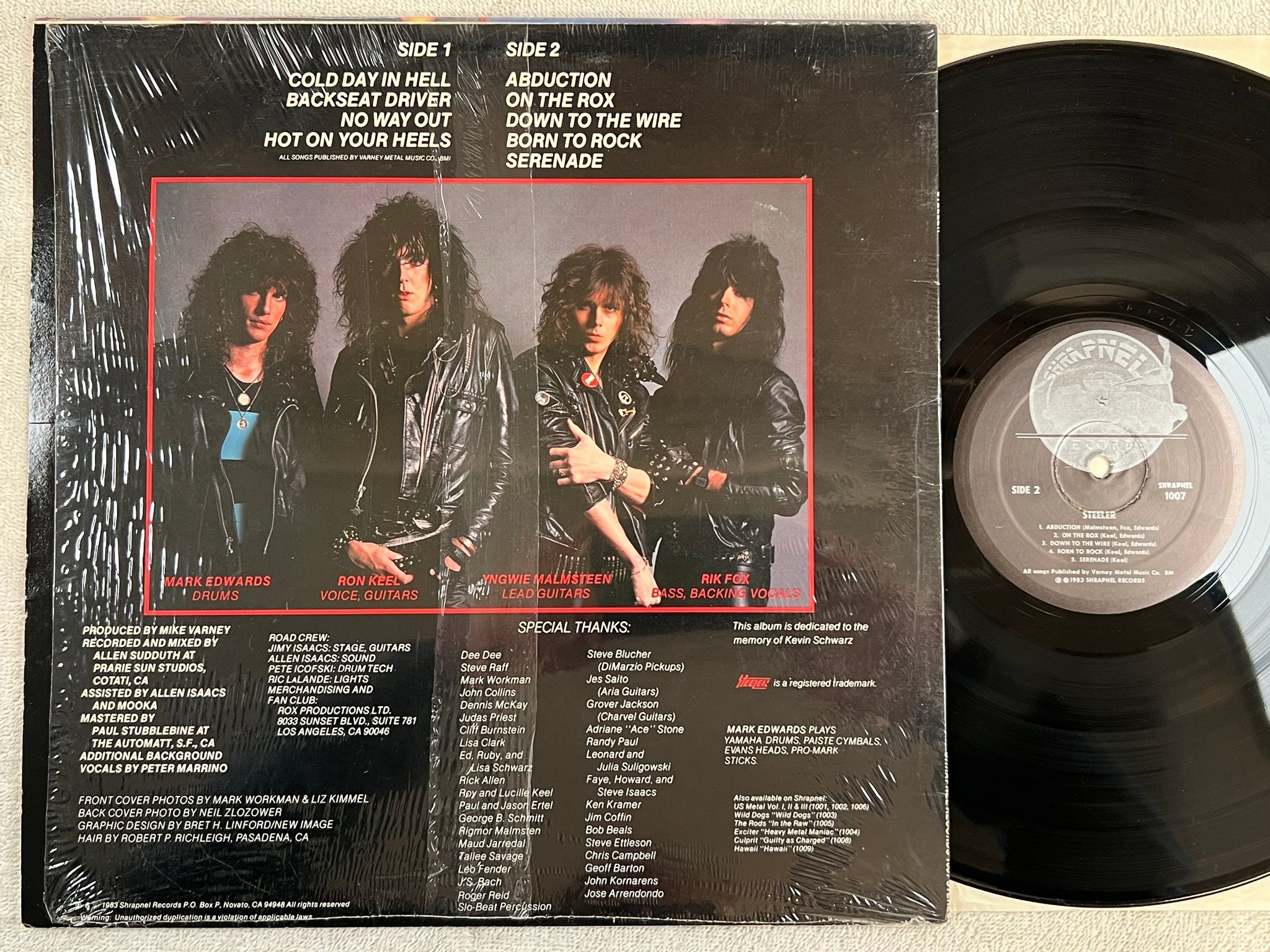 Omslagsbild för skivan STEELER s/t LP -83 US SHRAPNEL 1007 