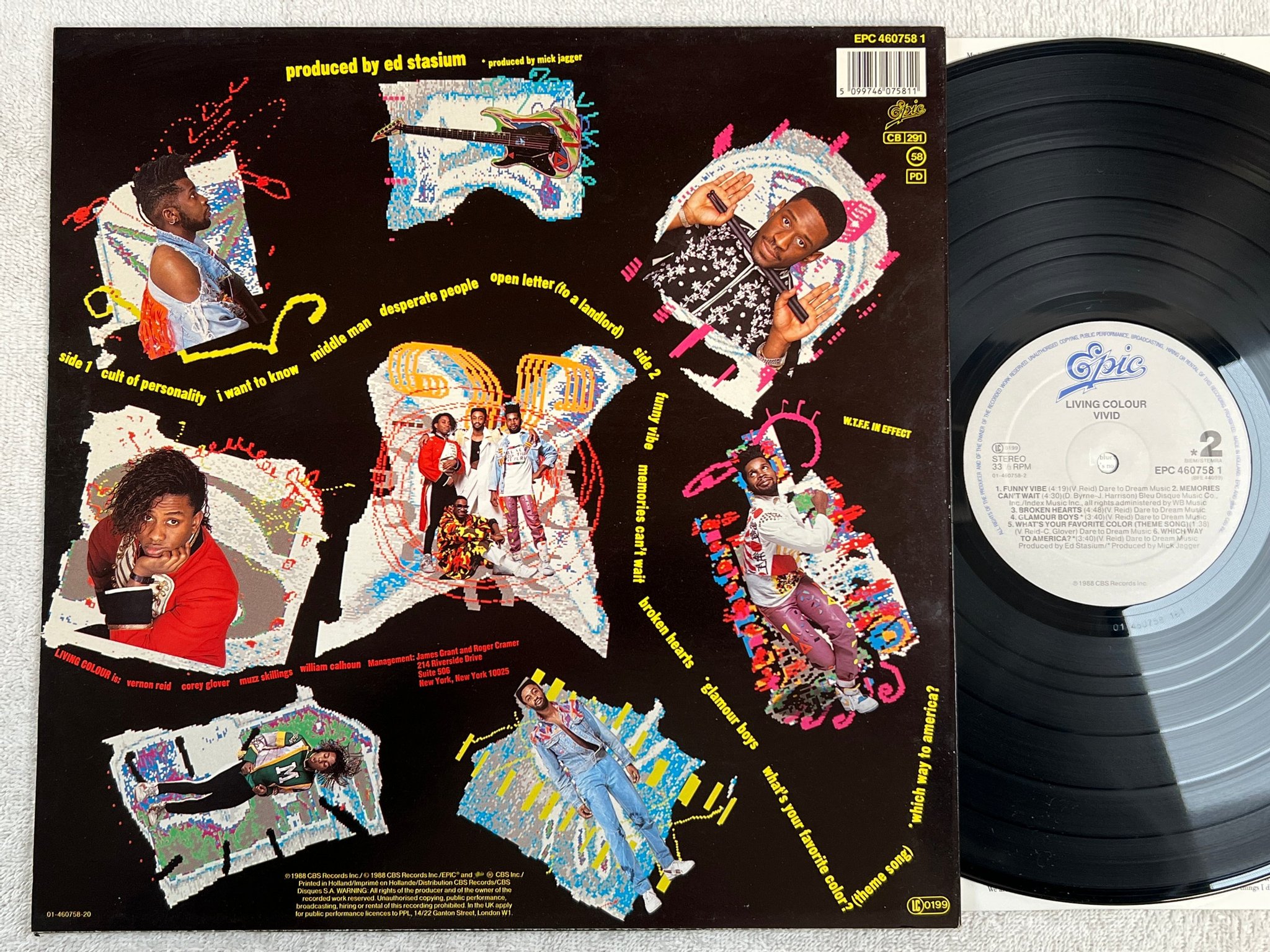 Omslagsbild för skivan LIVING COLOUR vivid LP -88 Hol EPIC 4607581