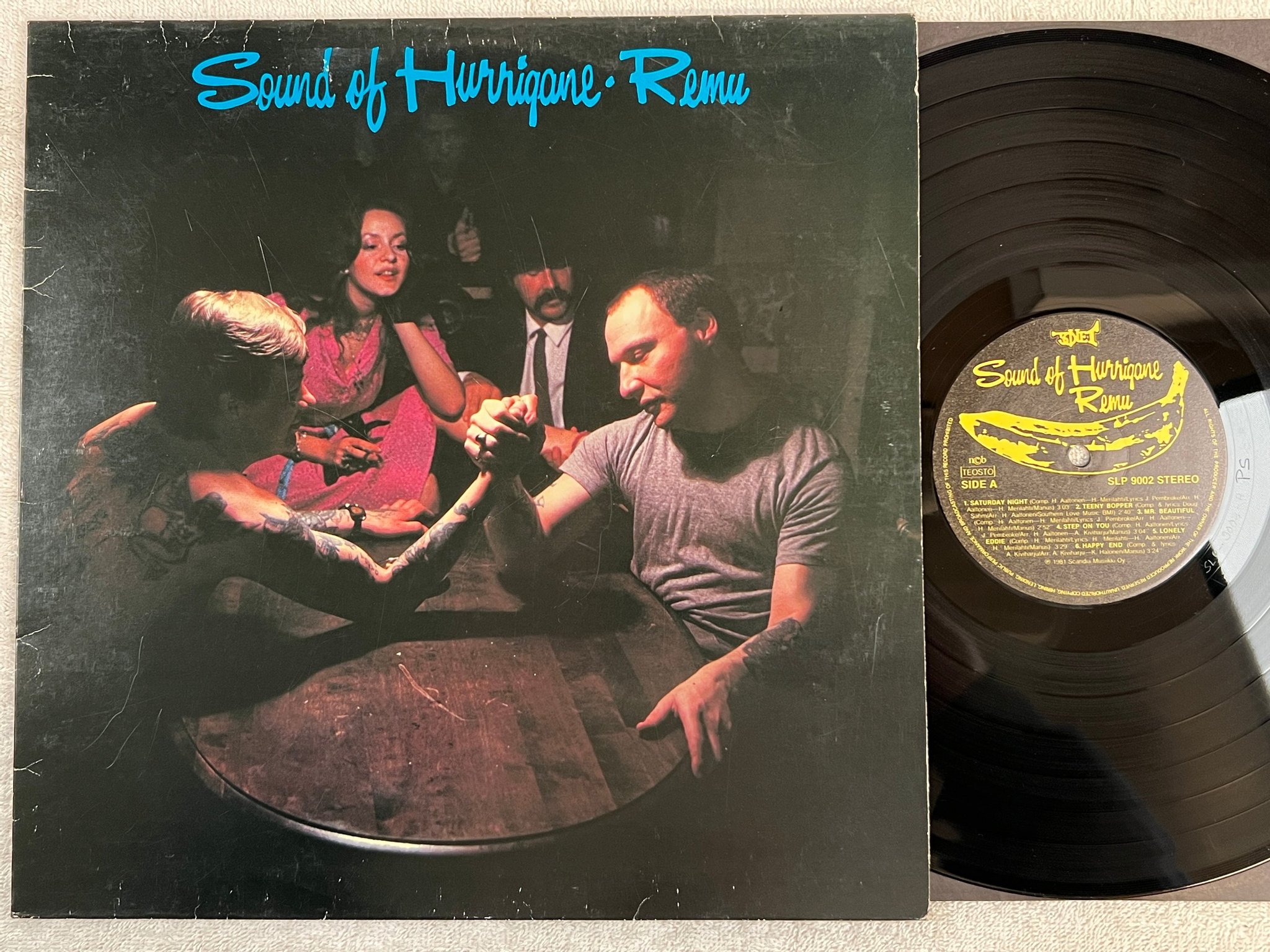 Omslagsbild för skivan REMU Sound Of Hurrigane LP -81 Finland SONET SLP 9002