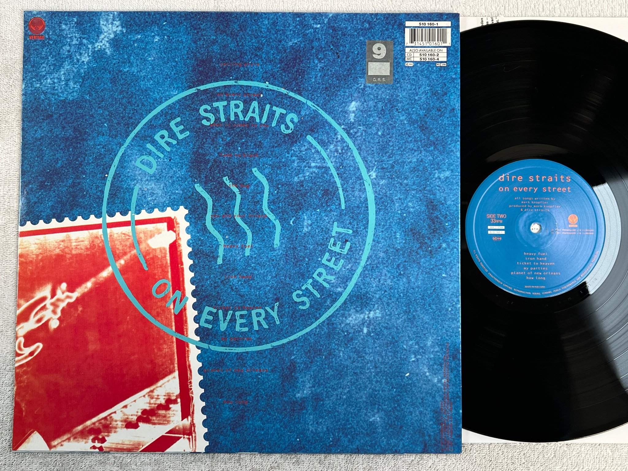 Omslagsbild för skivan DIRE STRAITS on every street LP -91 Hol VERTIGO 510160-1