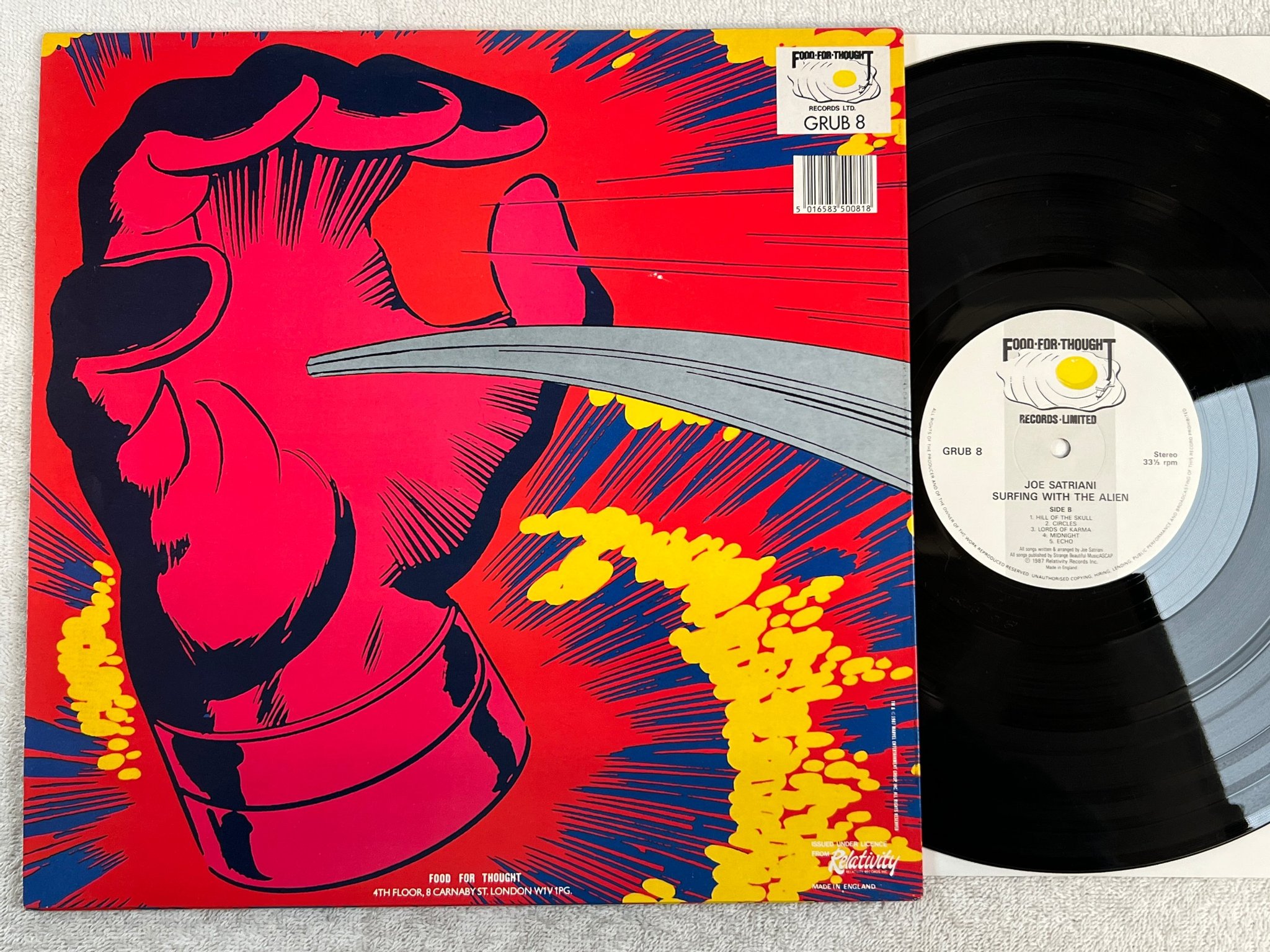 Omslagsbild för skivan JOE SATRIANI surfing with the alien LP -87 FOOD FOR THOUGHT GRUB 8