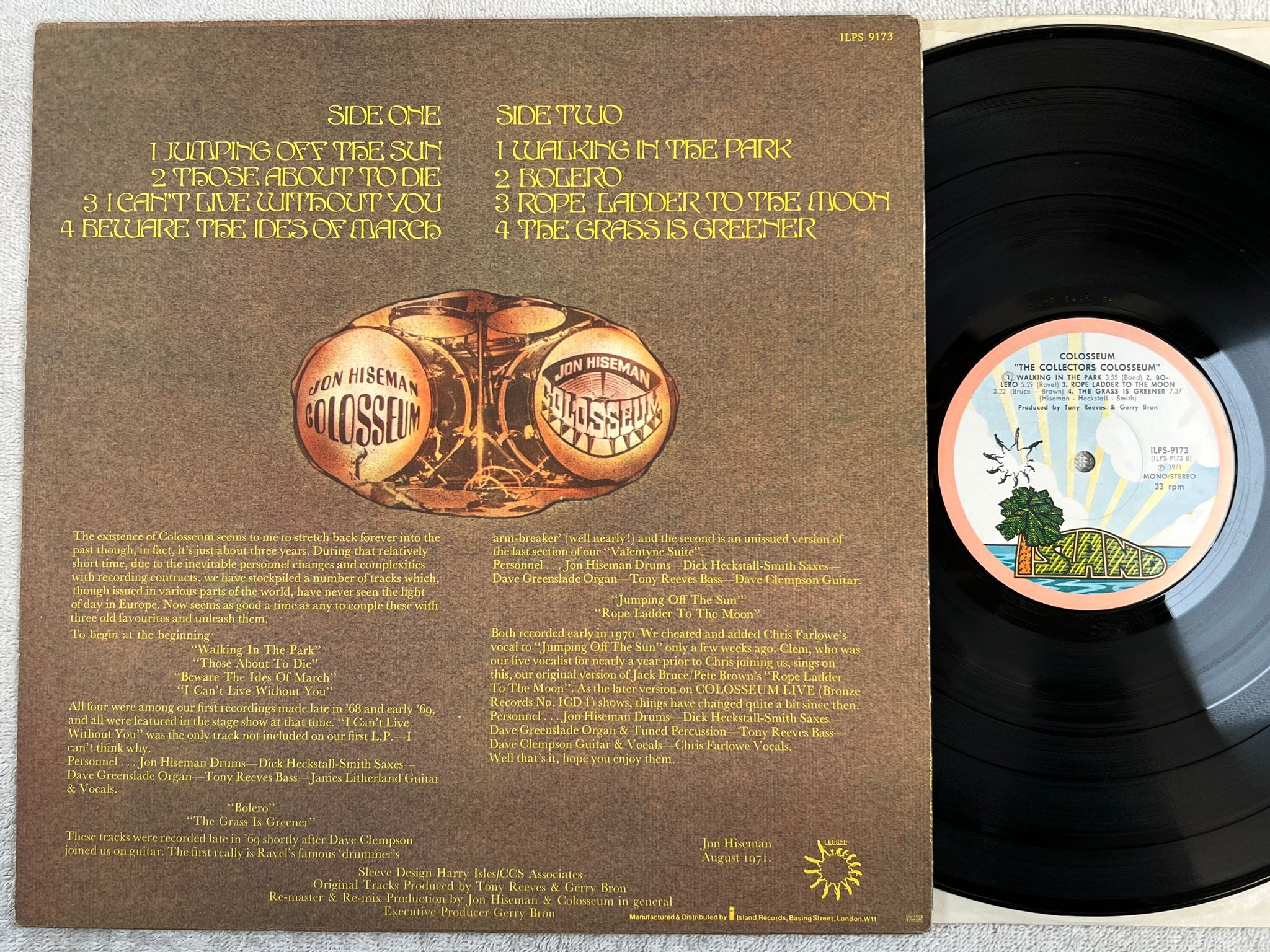 Omslagsbild för skivan COLOSSEUM the collectors colosseum LP -71 ISLAND ILPS 9173