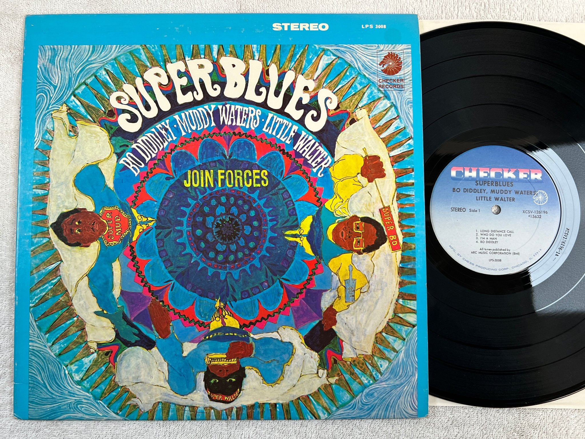 Omslagsbild för skivan BO DIDDLEY Muddy Waters LITTLE WALTER superblues LP US CHECKER XCSV-126197